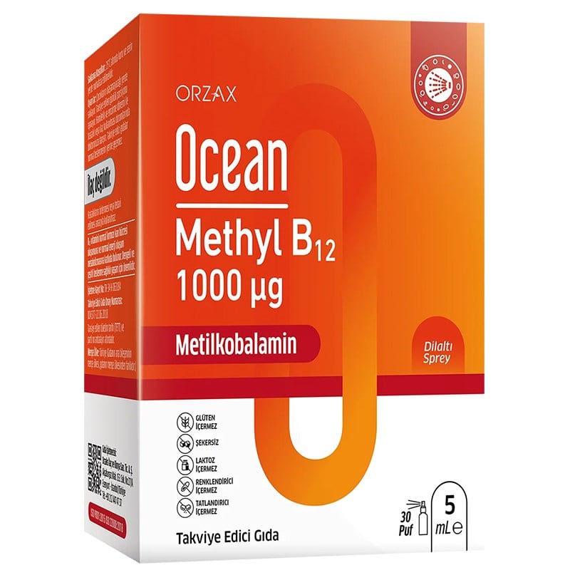 Orzax Ocean 1000 mg Methyl Cobalamin B12 Sprey 5 ml