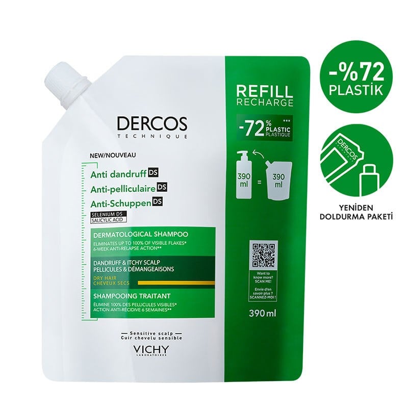Vichy Dercos Anti Dandruff Kuru Saçlar İçin Refill Şampuan 390 ml