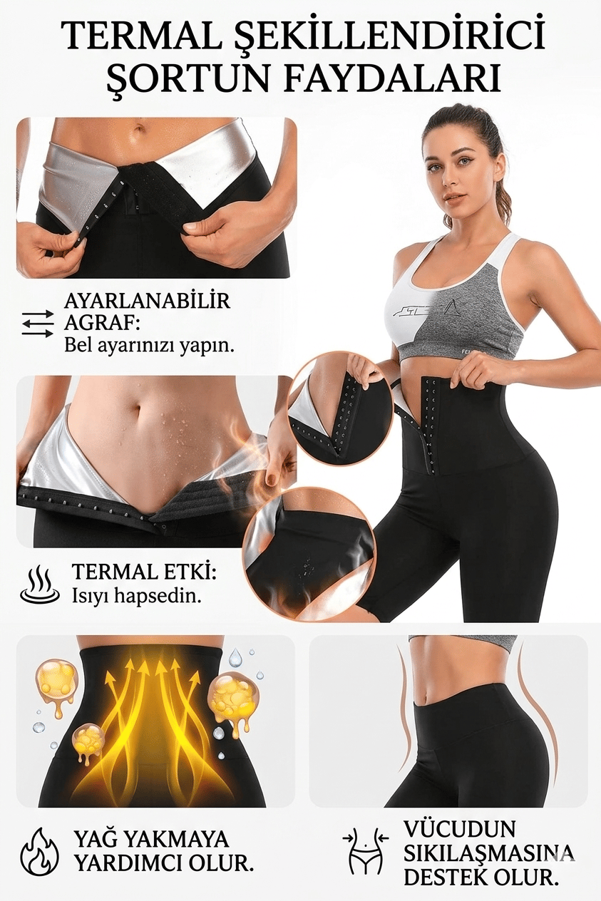 Yağ Yakmaya Yardımcı, İncelten ve Toparlayan Agraflı Termal Korse Şort