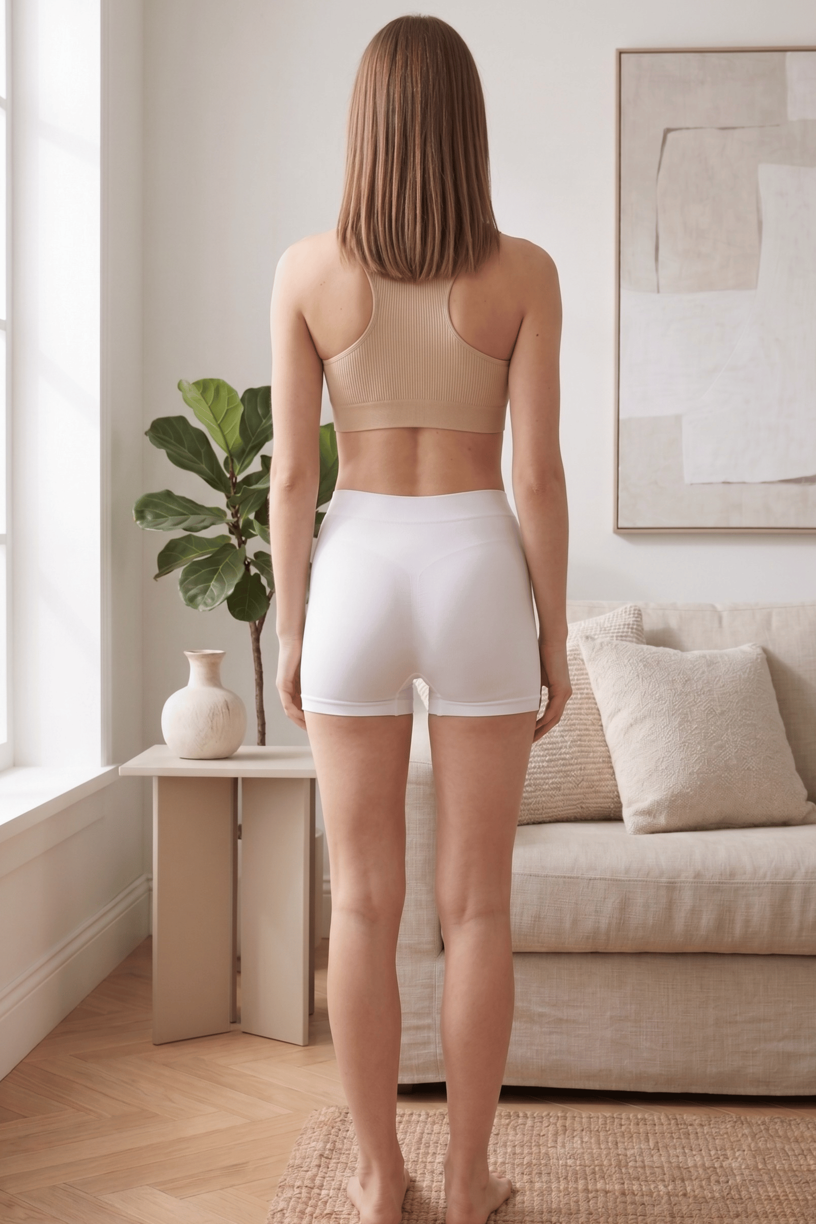 Yüksek Bel, İz Yapmayan, Toparlayıcı Beyaz Kadın Boxer