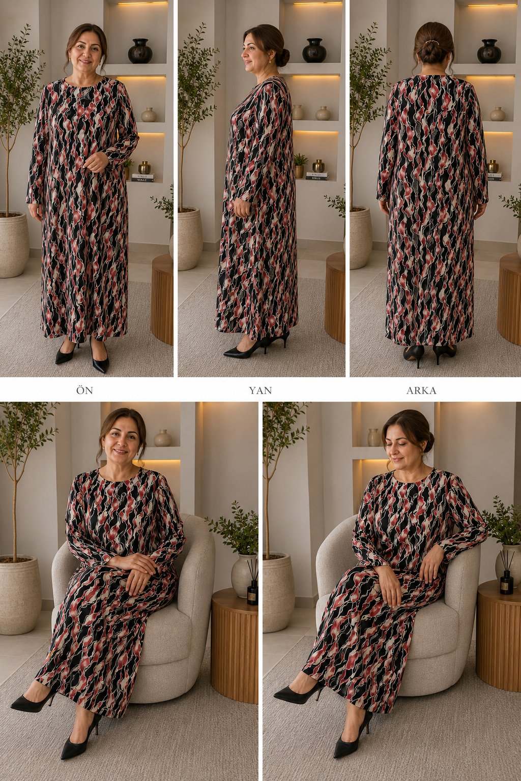 Anne Elbisesi - Pembe | Siyah | Beyaz