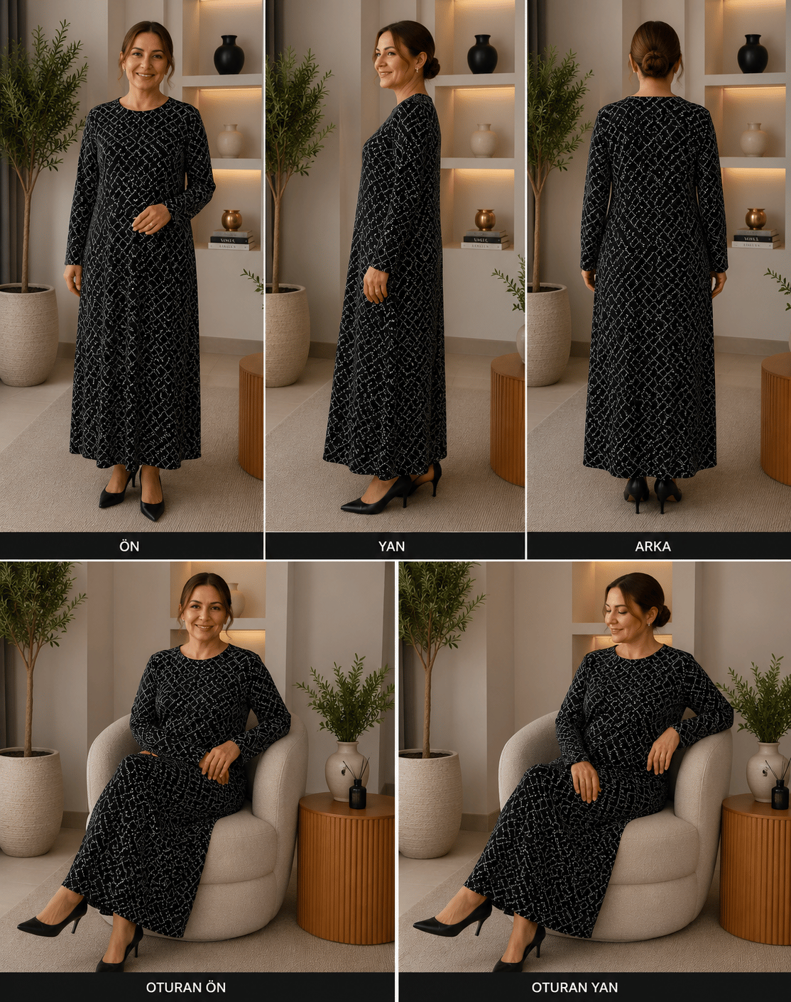 Anne Elbisesi - Siyah Kareli