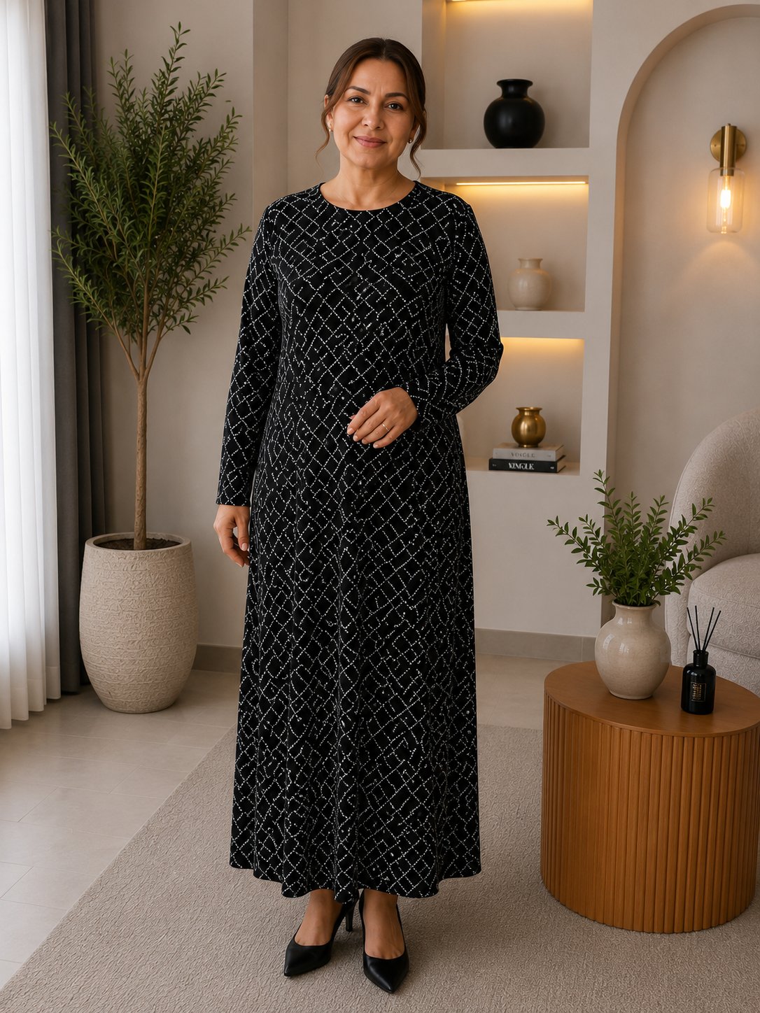 Anne Elbisesi - Siyah Kareli