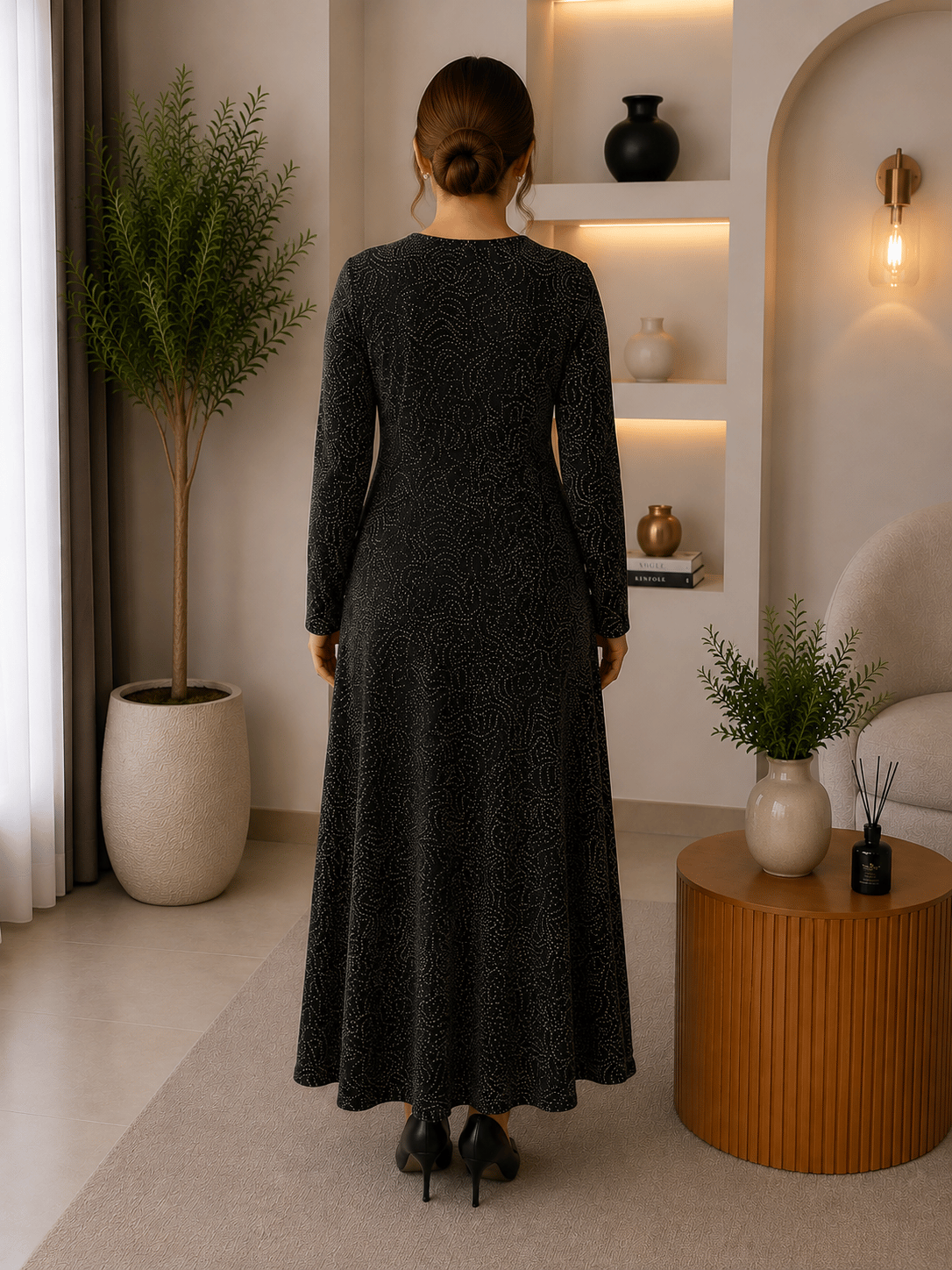Anne Elbisesi - Siyah Şal Desen