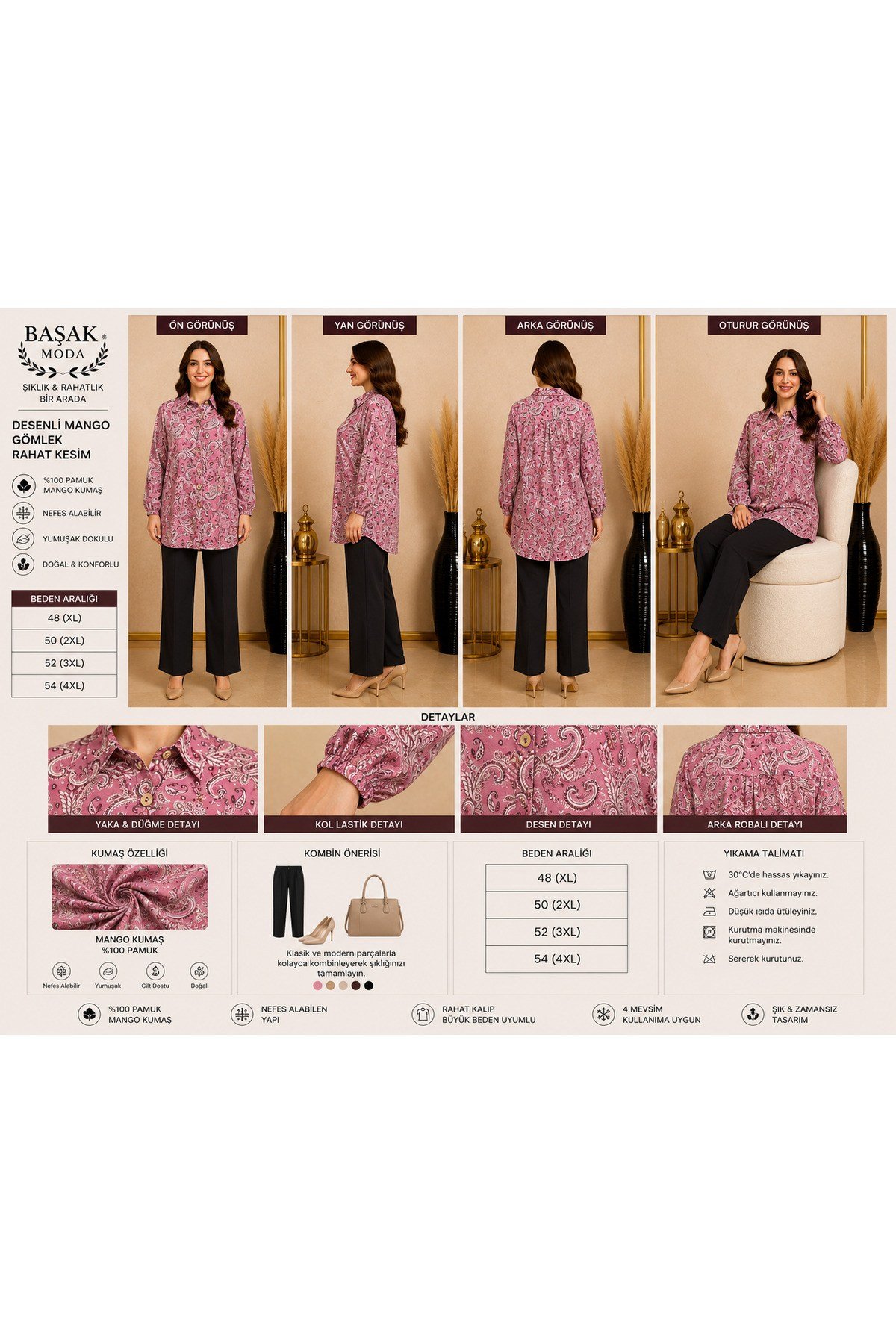 BÜYÜK BEDEN PREMİUM MANGO GÖMLEK
