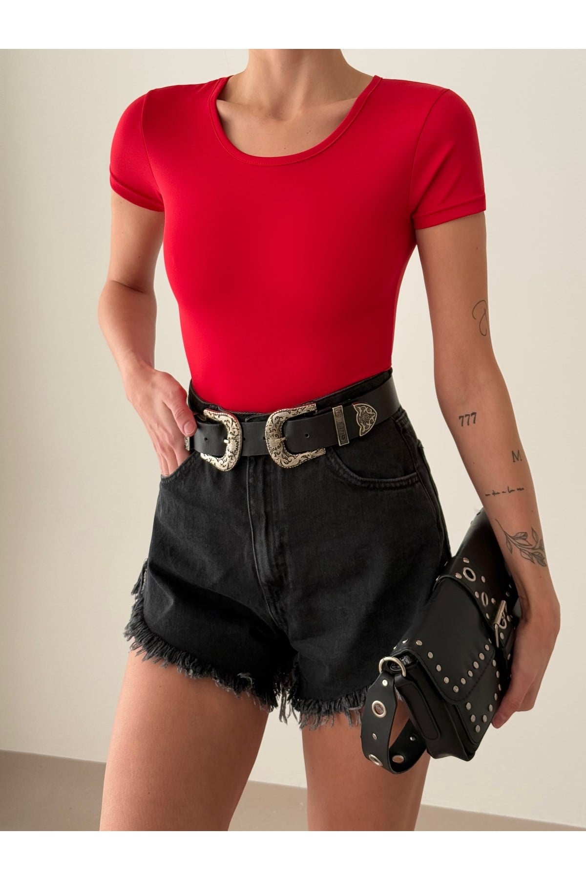 Kadın Bisiklet Yaka Bodysuit