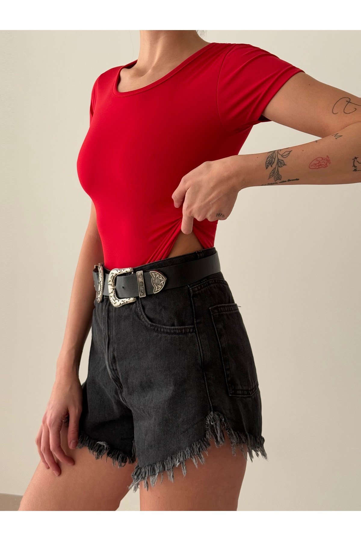 Kadın Bisiklet Yaka Bodysuit