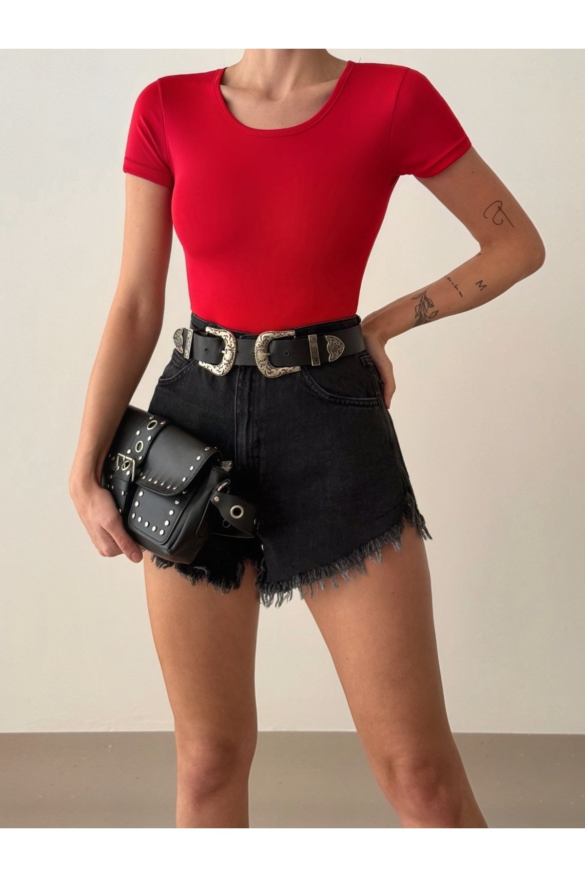 Kadın Bisiklet Yaka Bodysuit