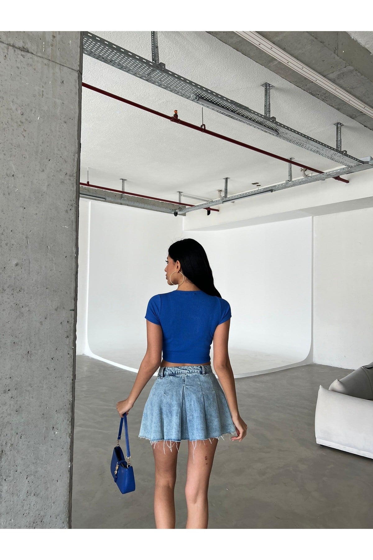 Kadın Bisiklet Yaka Fitilli Crop