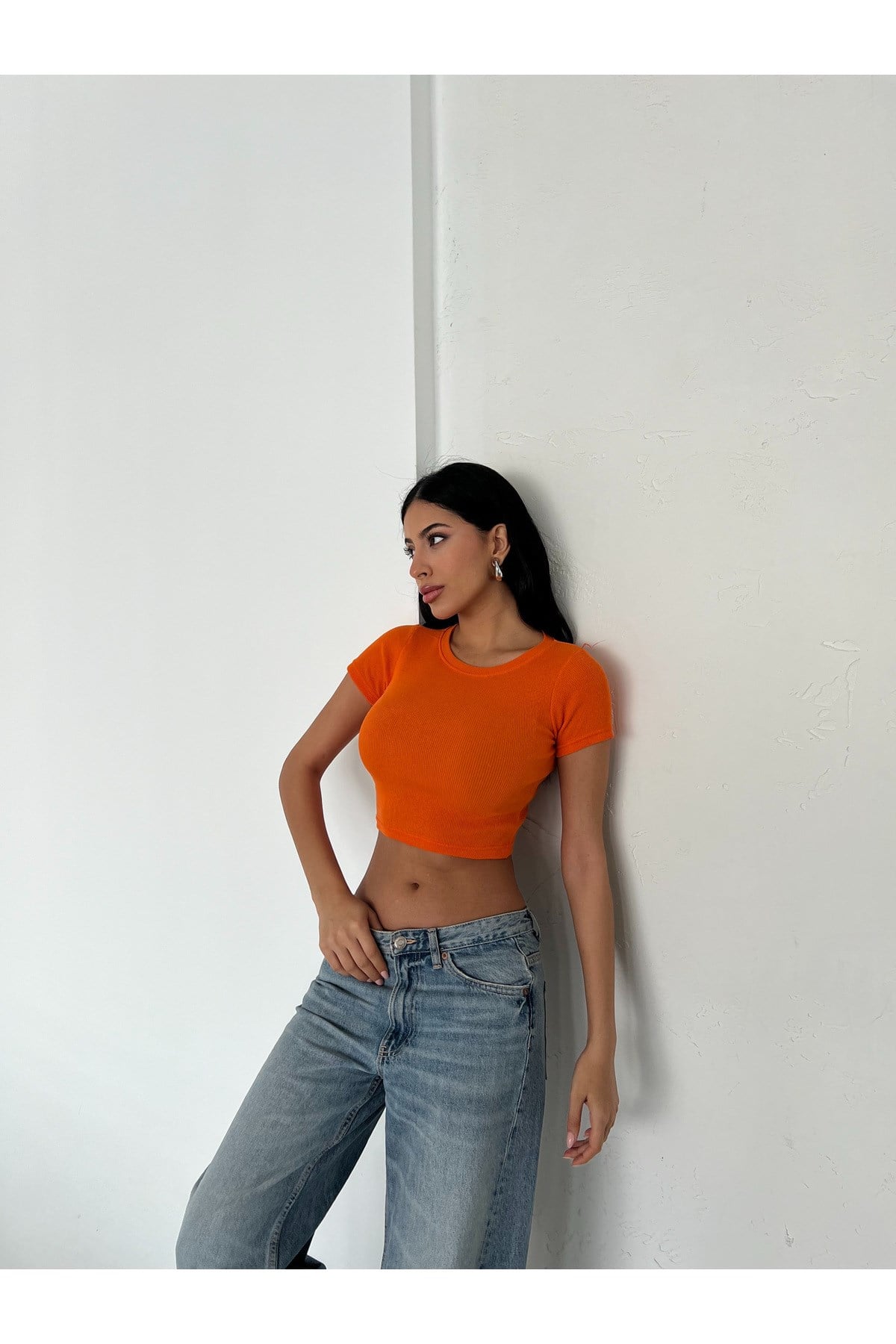 Kadın Bisiklet Yaka Fitilli Crop