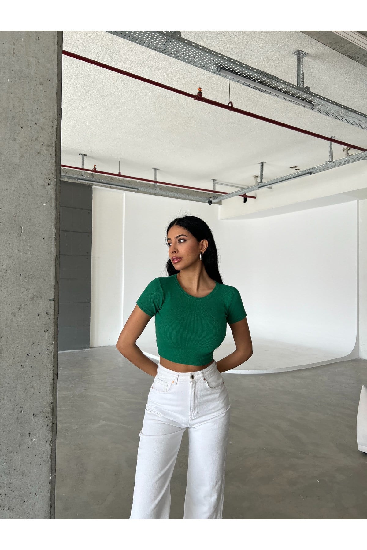 Kadın Bisiklet Yaka Fitilli Crop