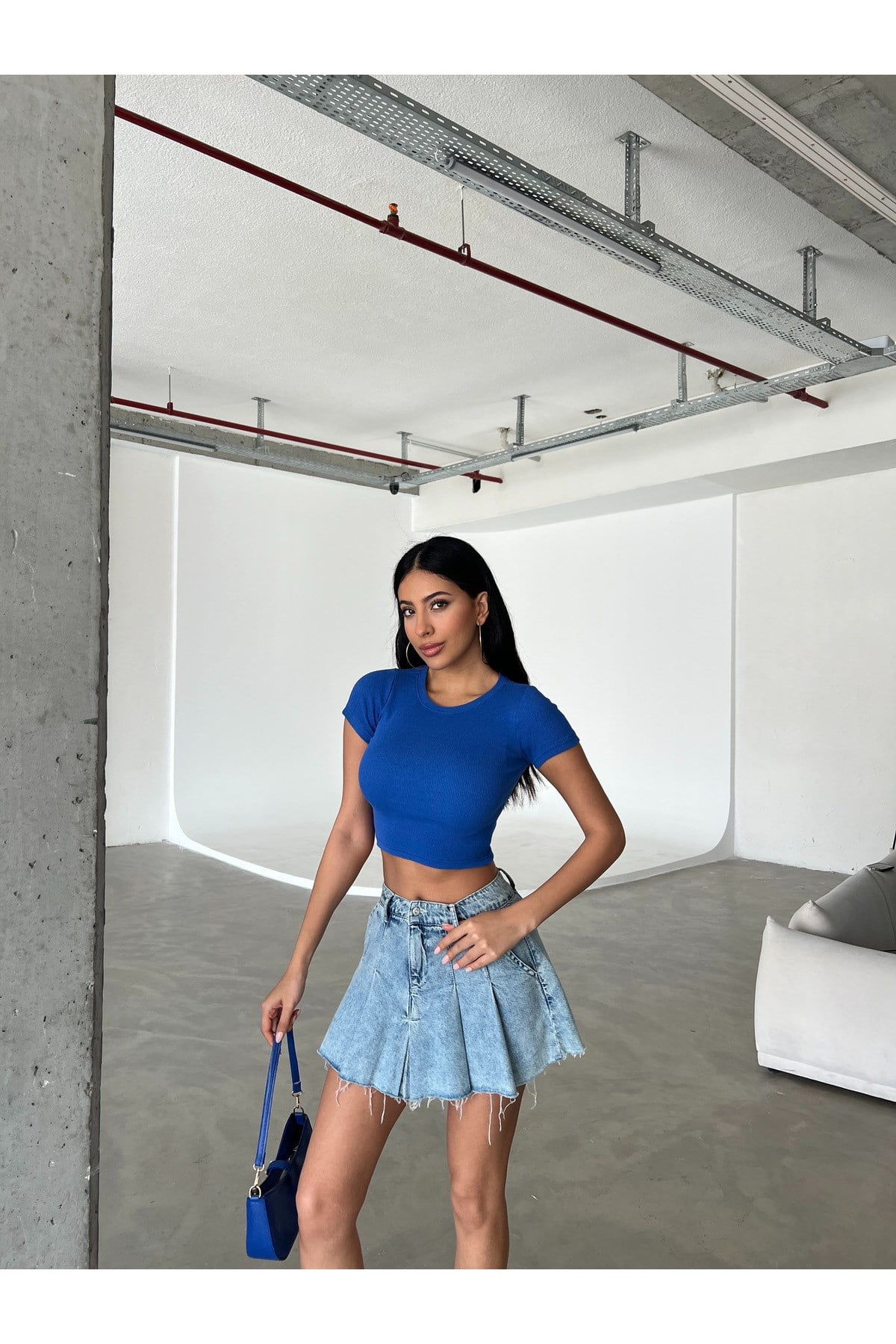 Kadın Bisiklet Yaka Fitilli Crop