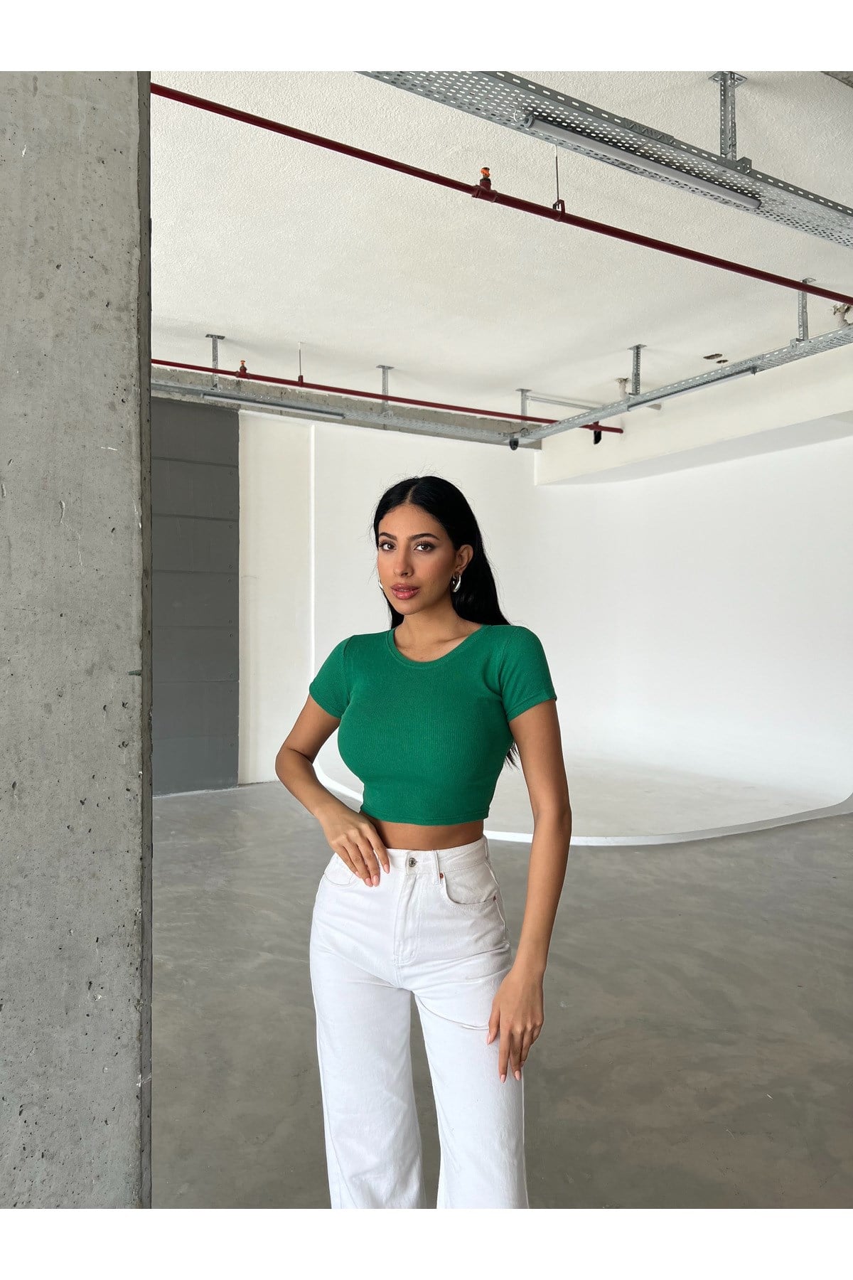 Kadın Bisiklet Yaka Fitilli Crop