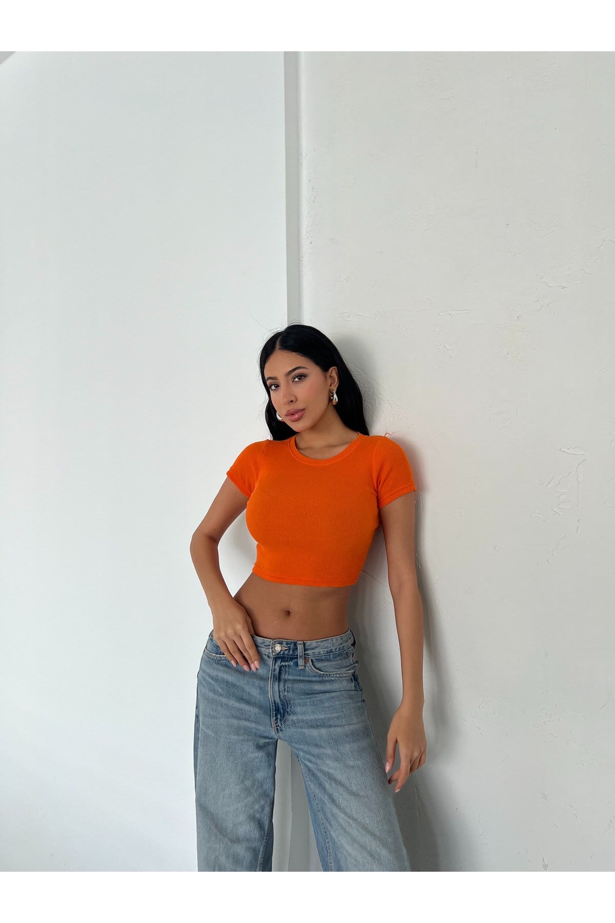 Kadın Bisiklet Yaka Fitilli Crop