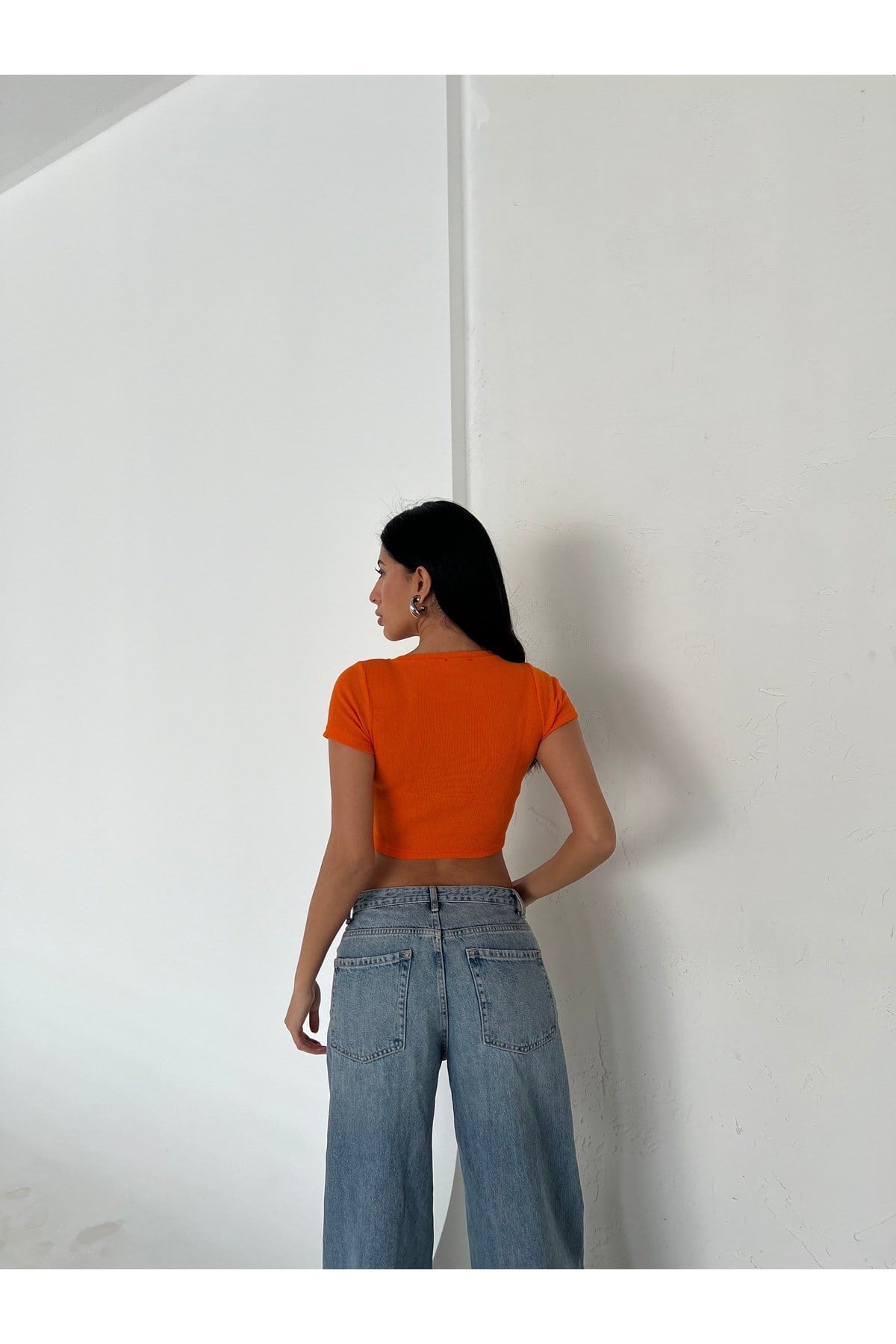 Kadın Bisiklet Yaka Fitilli Crop