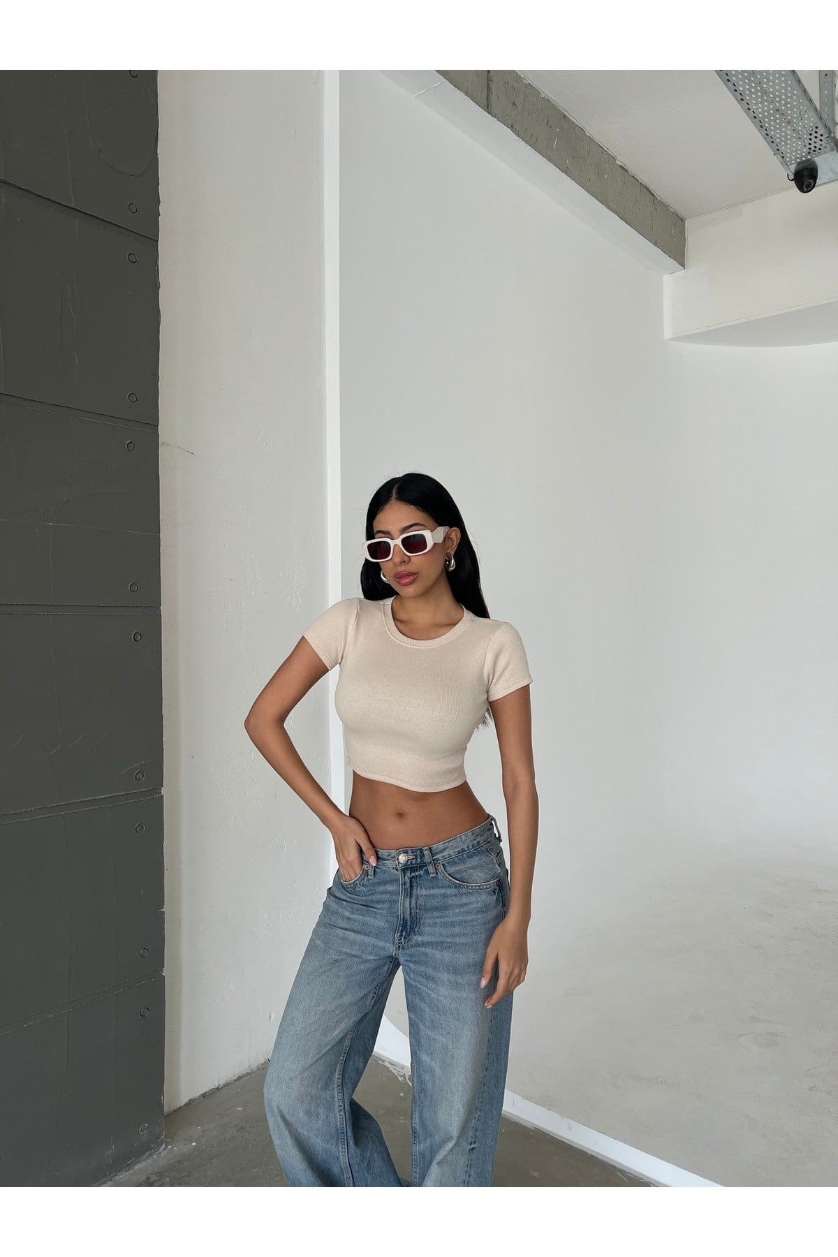 Kadın Bisiklet Yaka Fitilli Crop