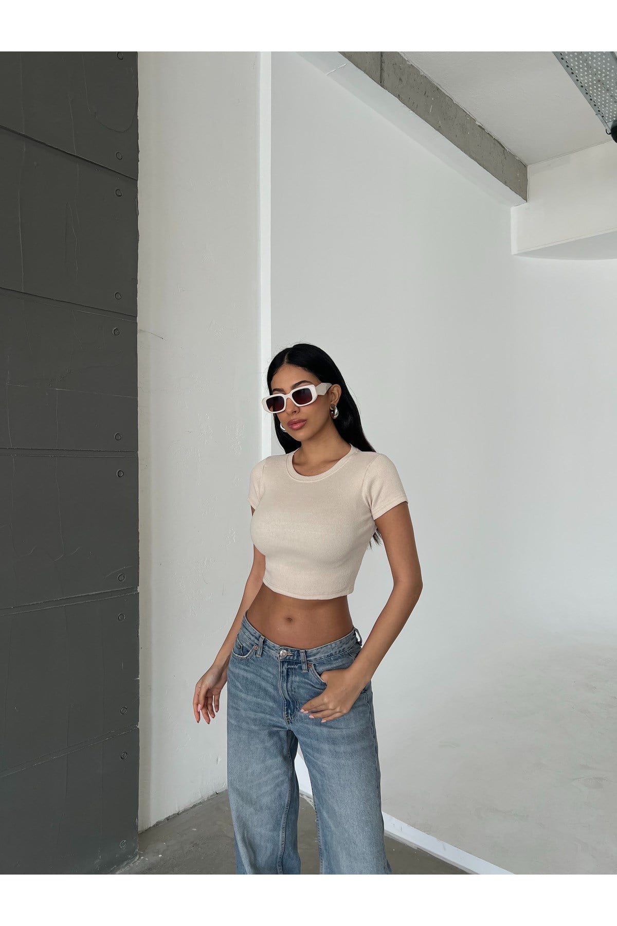 Kadın Bisiklet Yaka Fitilli Crop