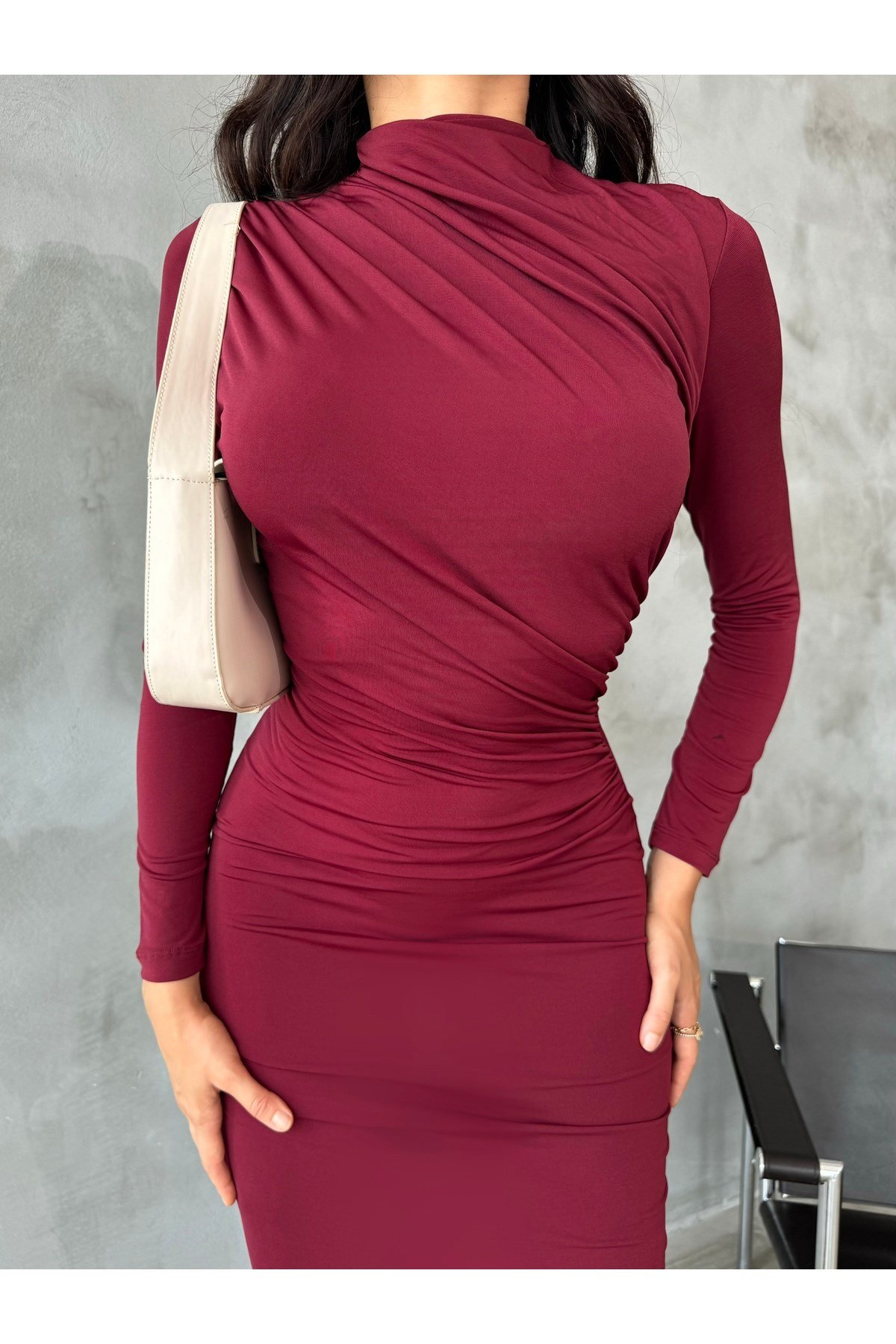 Kadın Drapeli Stretch Elbise
