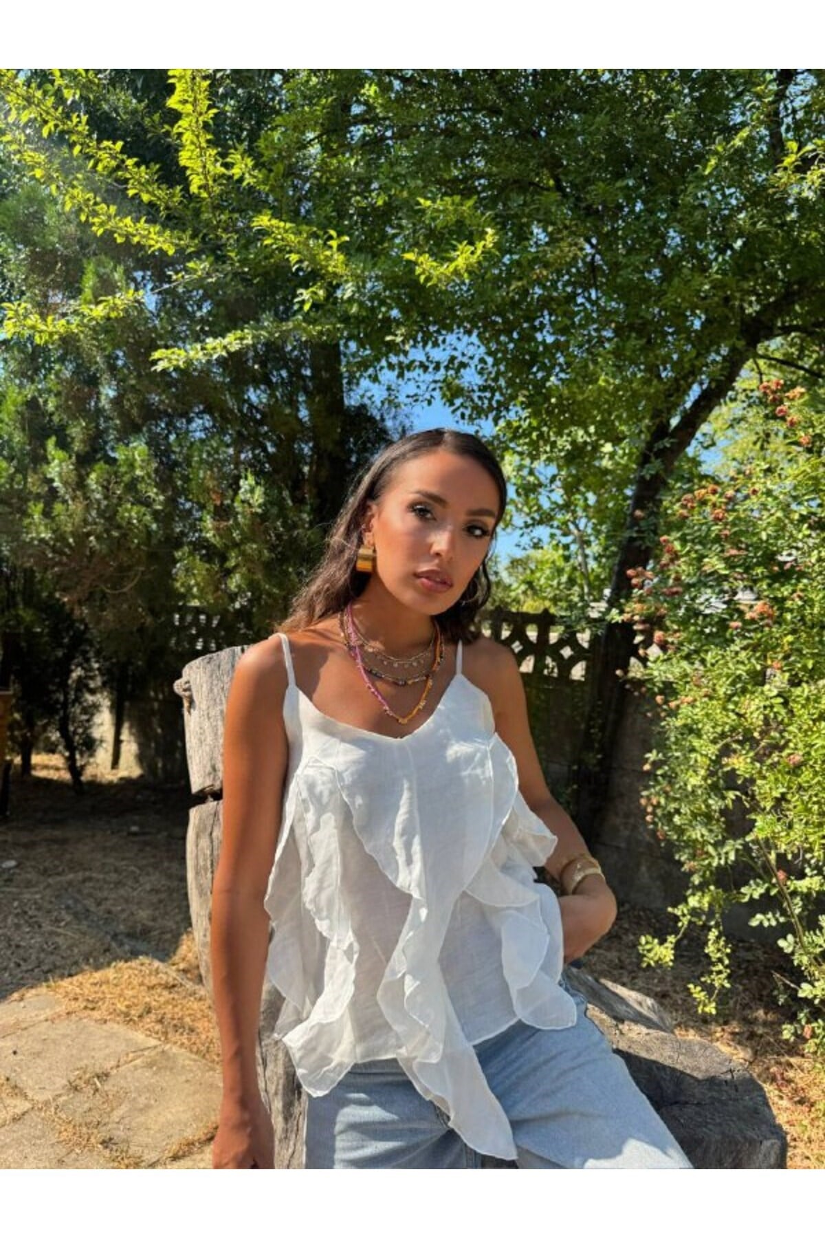 Kadın Fırfır Detaylı Bluz