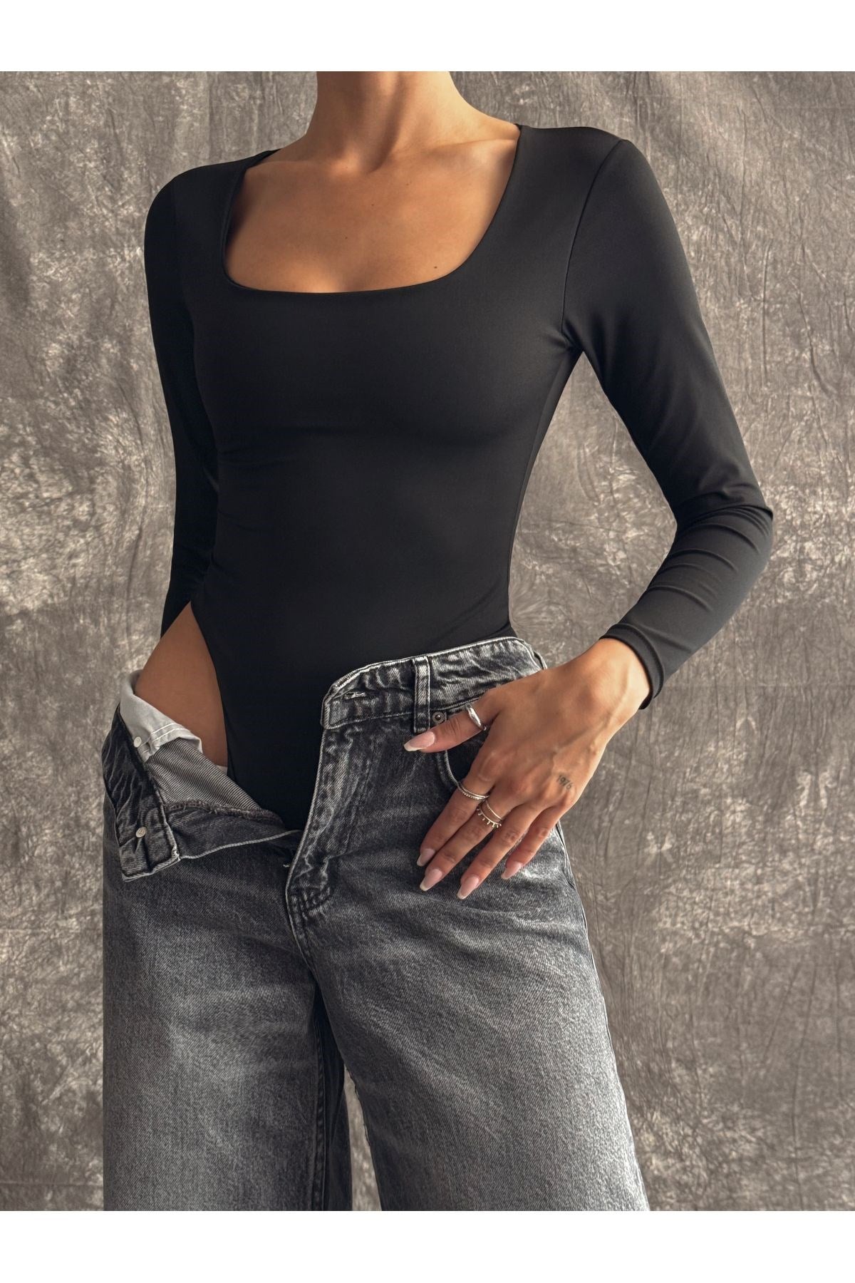 Kadın Kare Yaka Bodysuit