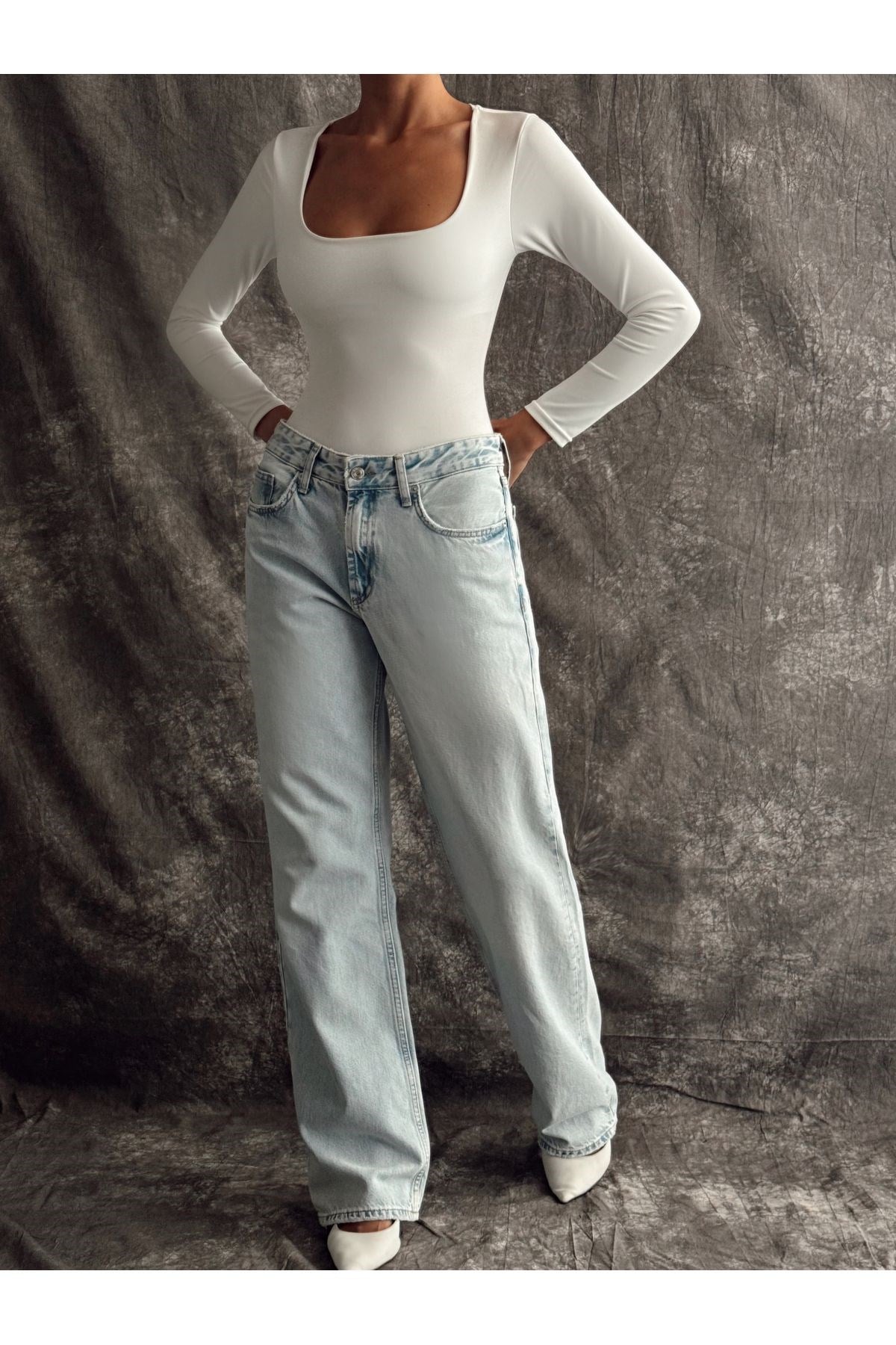 Kadın Kare Yaka Bodysuit