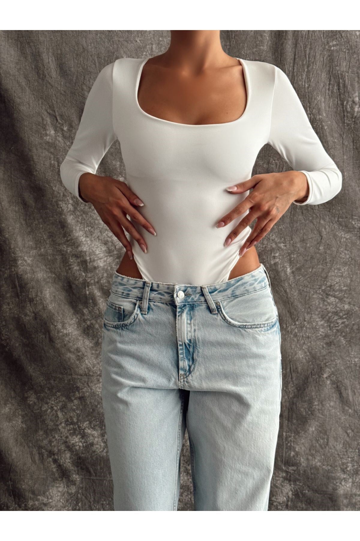 Kadın Kare Yaka Bodysuit