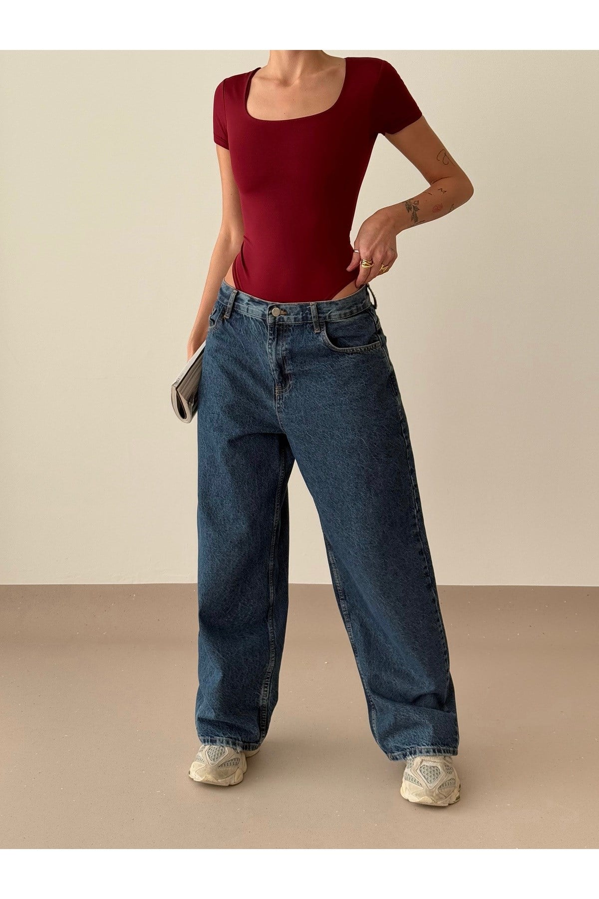 Kadın Kare Yaka Bodysuit