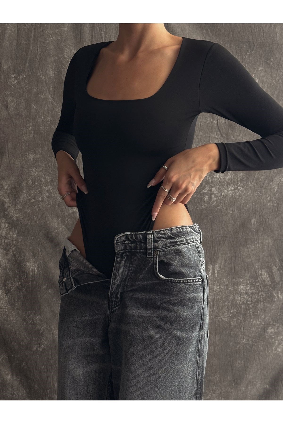 Kadın Kare Yaka Bodysuit
