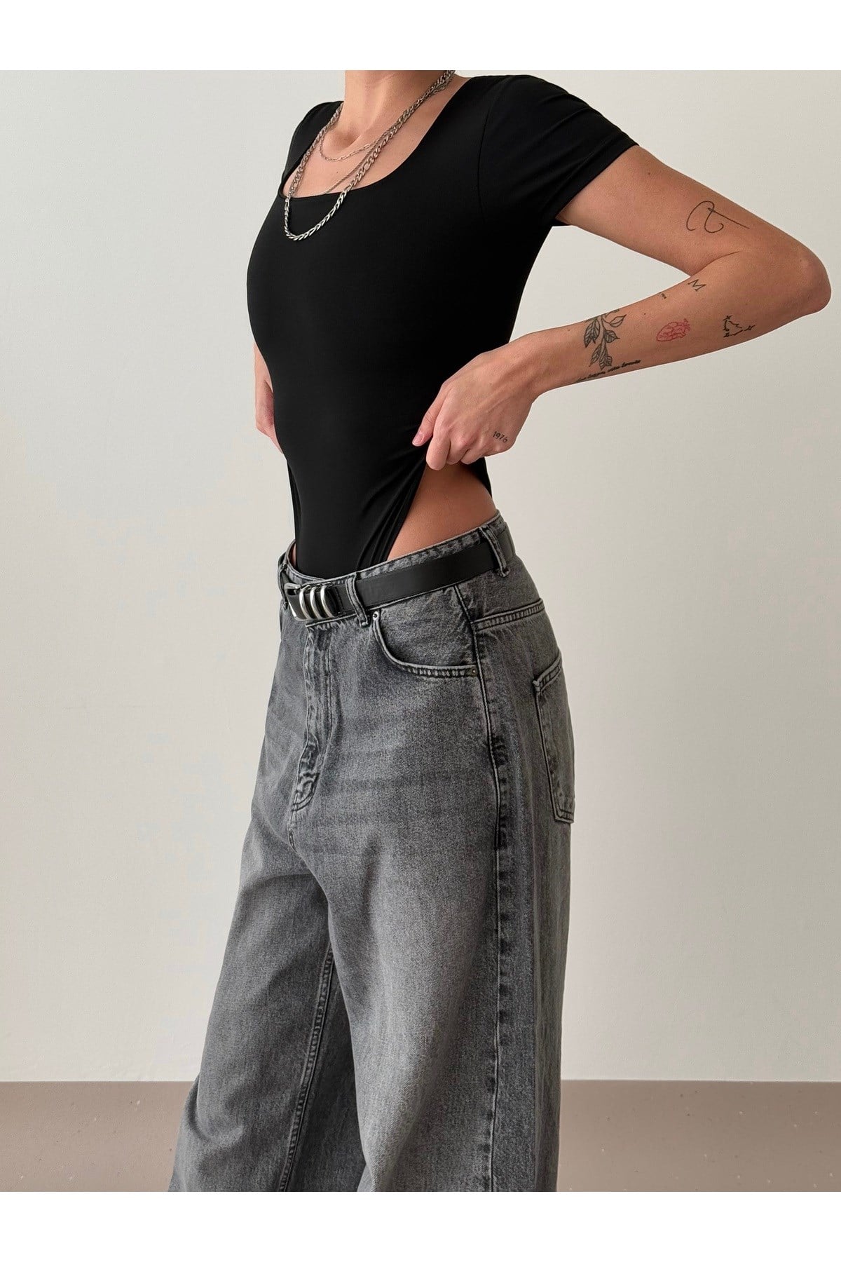 Kadın Kare Yaka Bodysuit