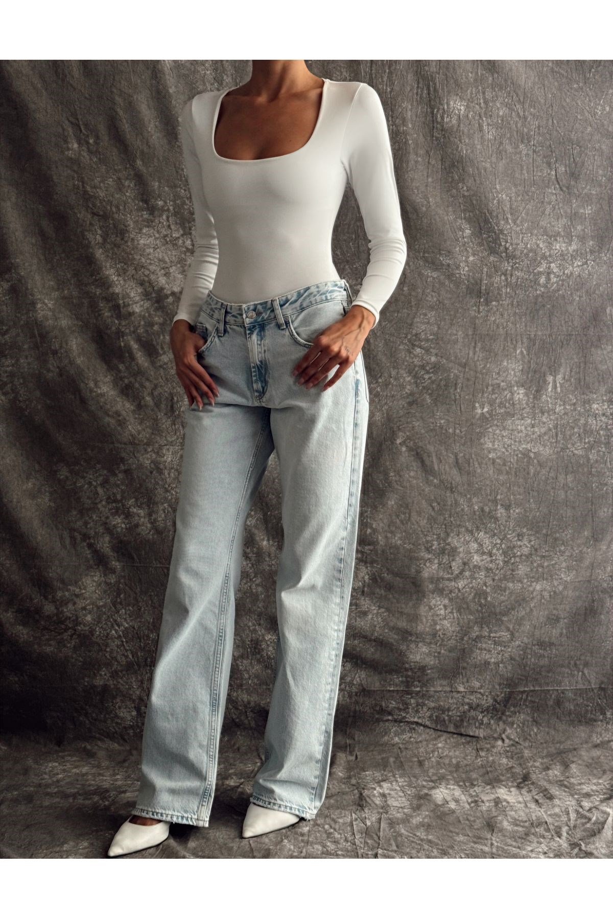 Kadın Kare Yaka Bodysuit
