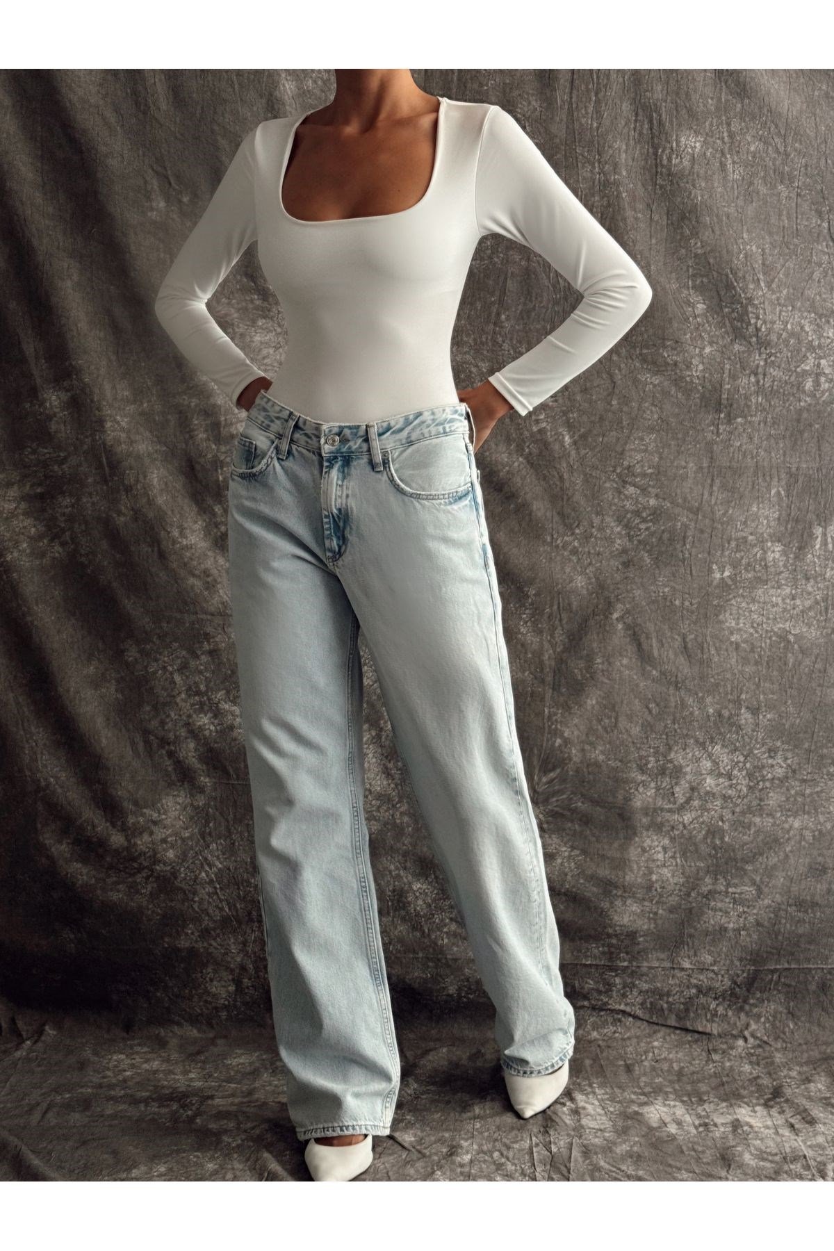 Kadın Kare Yaka Bodysuit