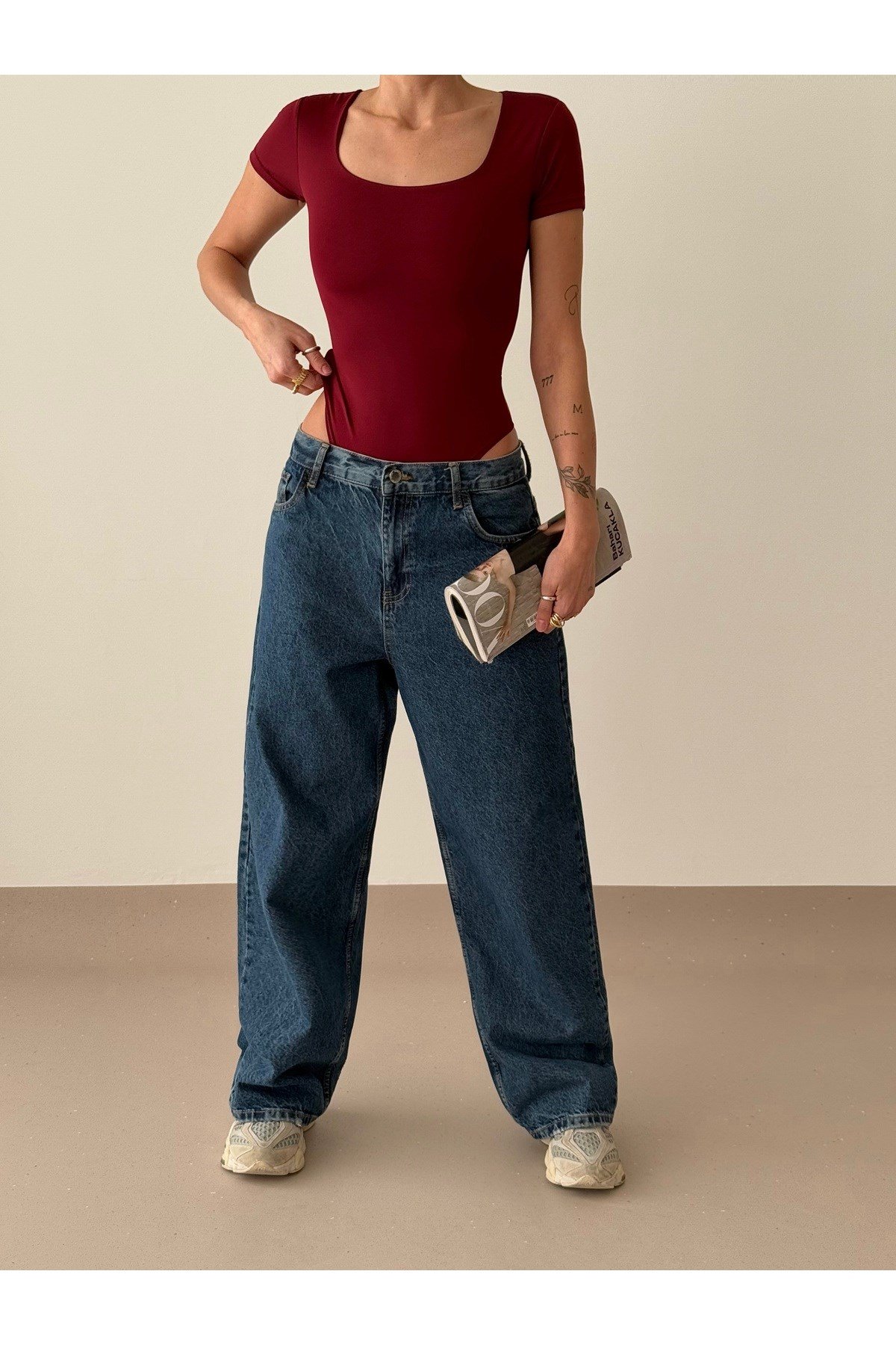 Kadın Kare Yaka Bodysuit