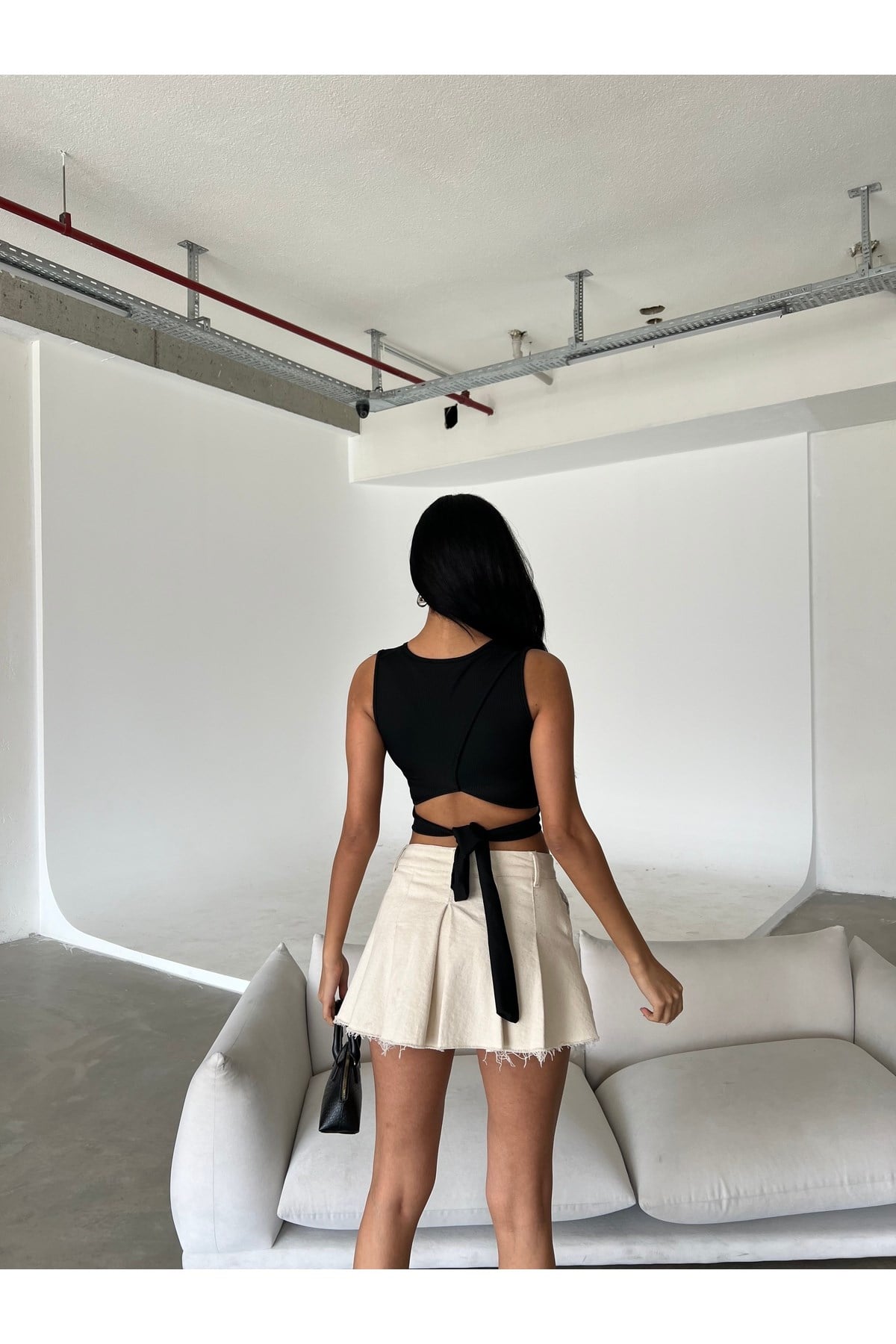 Kadın Sırt Bağlamalı Crop