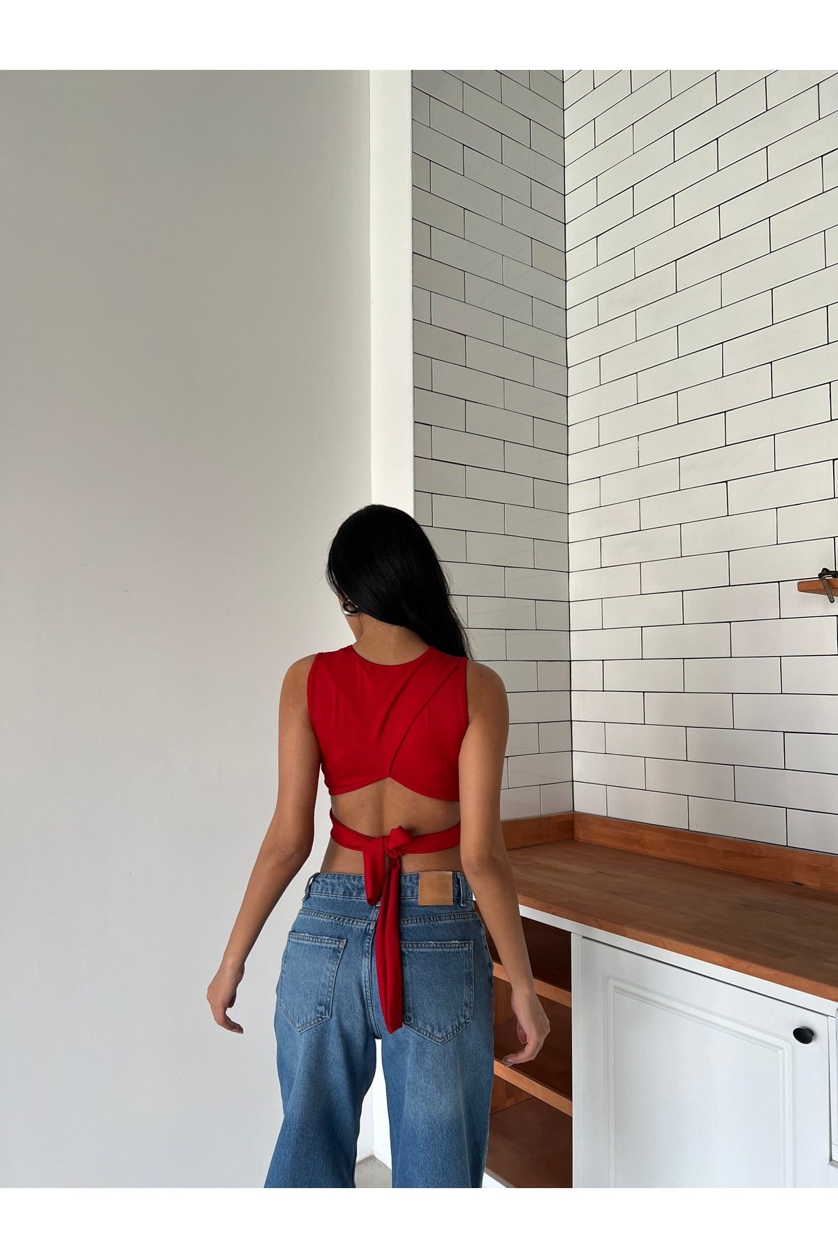 Kadın Sırt Bağlamalı Crop