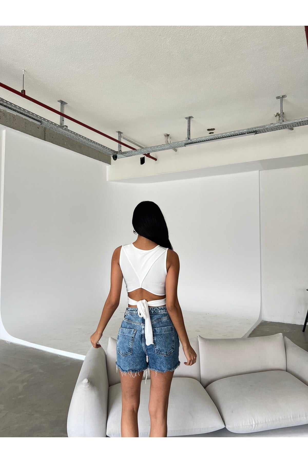 Kadın Sırt Bağlamalı Crop
