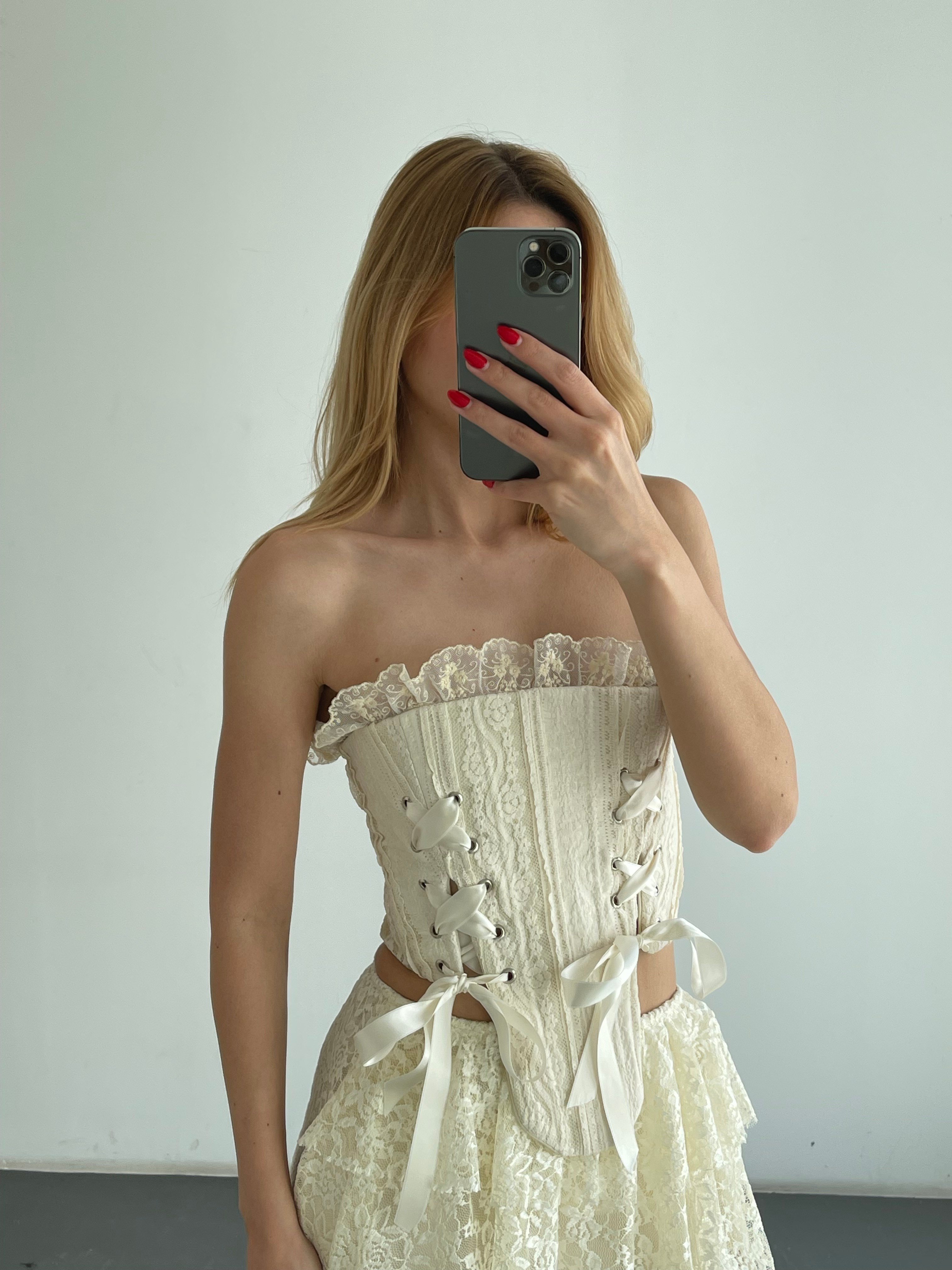Romantik Dantel Straplez Korse Büstiyer