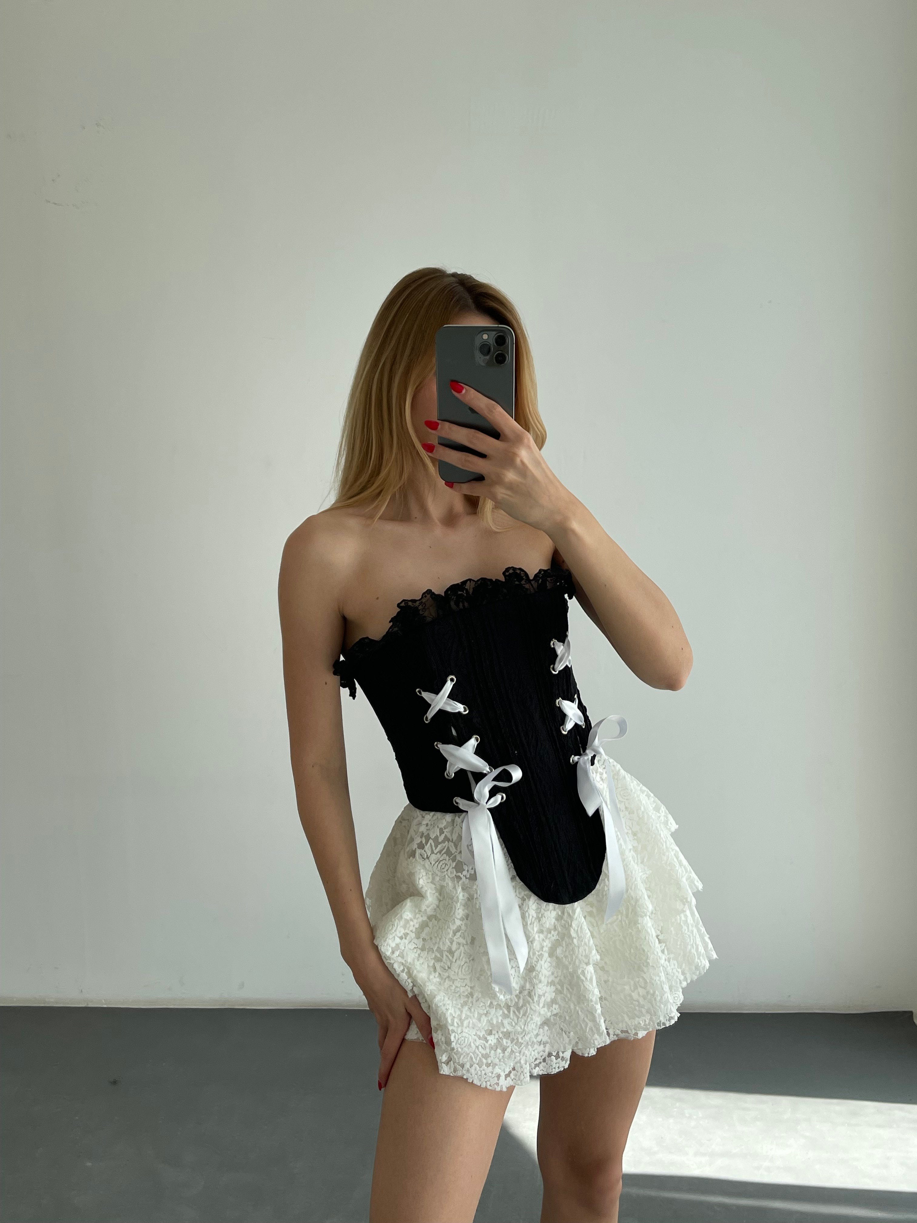 Romantik Dantel Straplez Korse Büstiyer