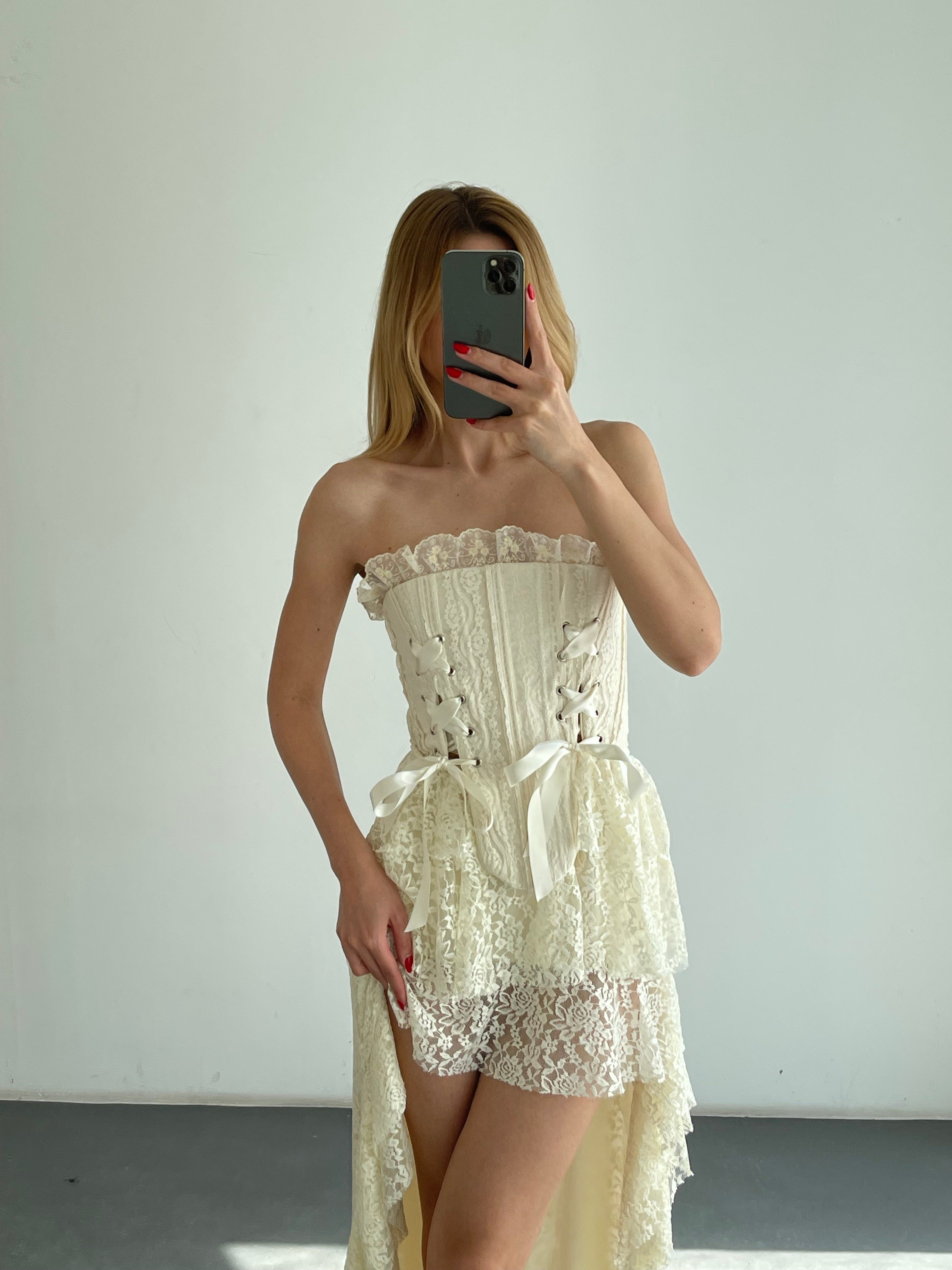 Romantik Dantel Straplez Korse Büstiyer