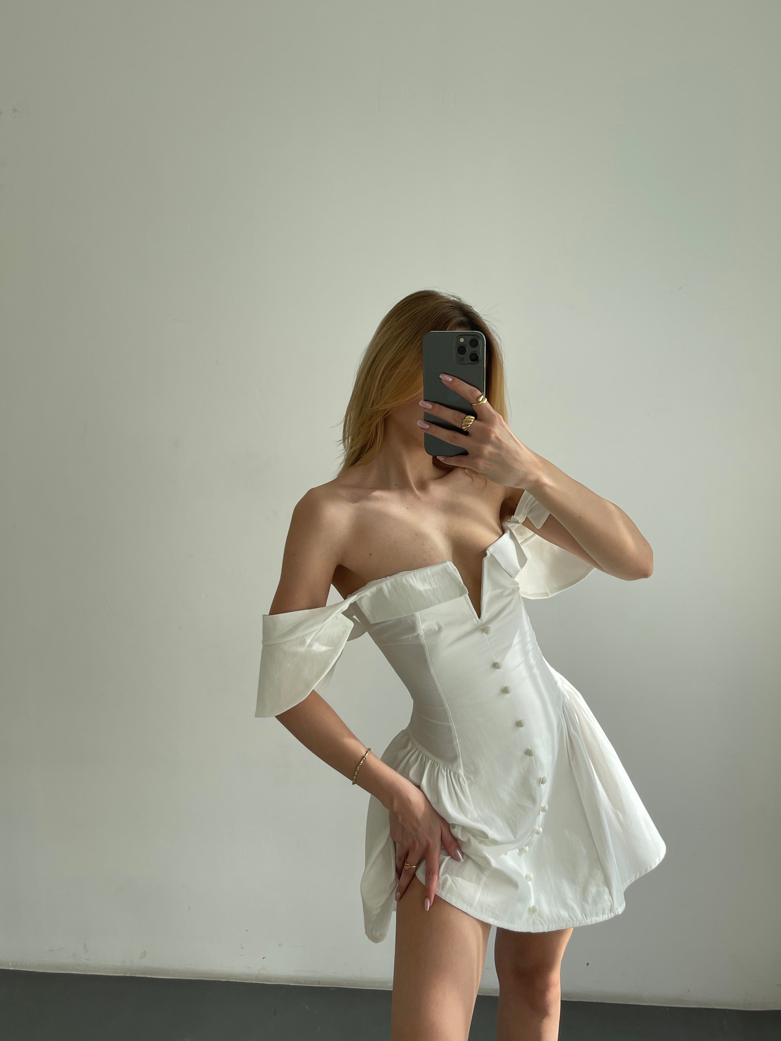 Sırt Bağcıklı Poplin Mini Elbise