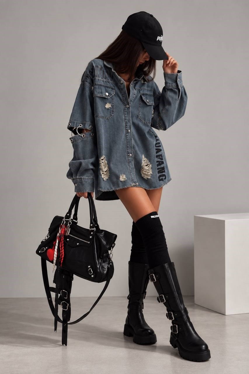 Tasarım Oversize Denim Gömlek
