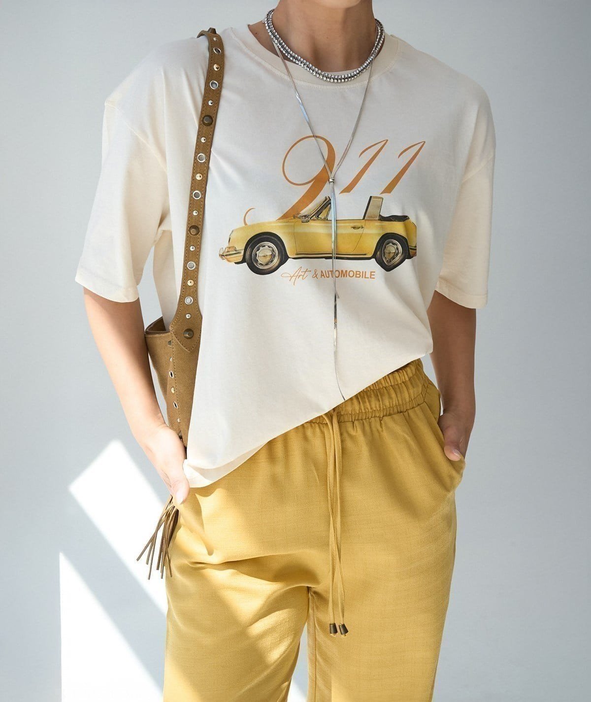 911 Baskılı Oversize Tişört
