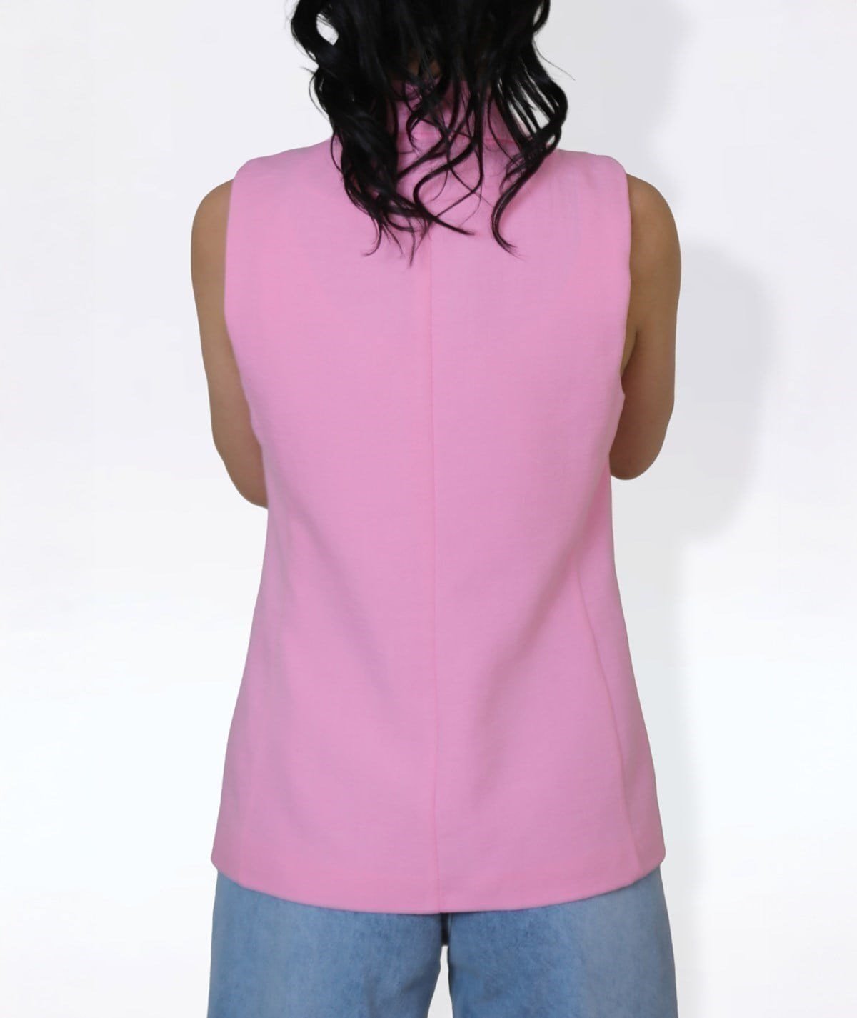 Çift Düğmeli Klasik Kesim Pembe Yelek