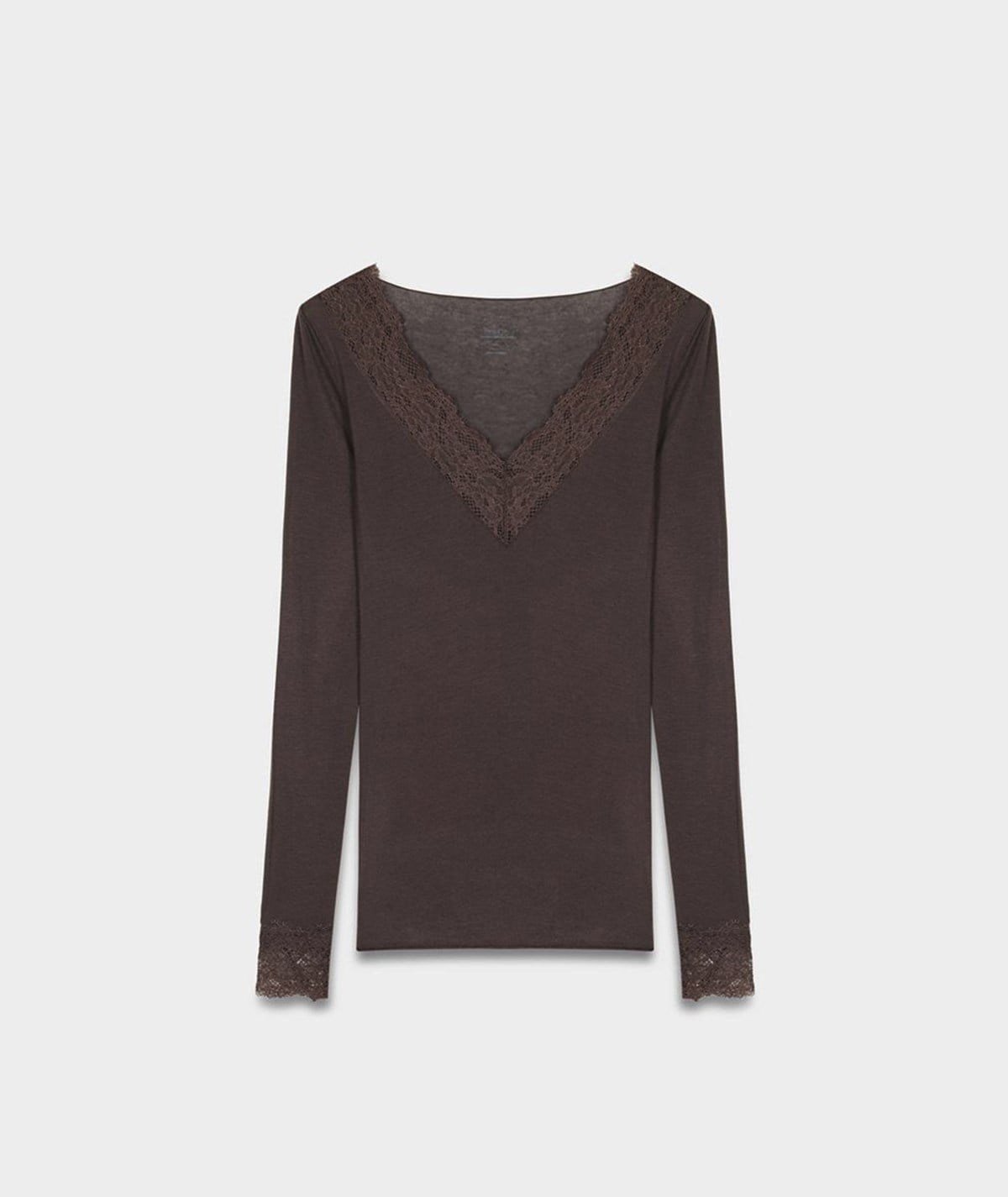Dantelli Kaşmir Bluz – Kahve