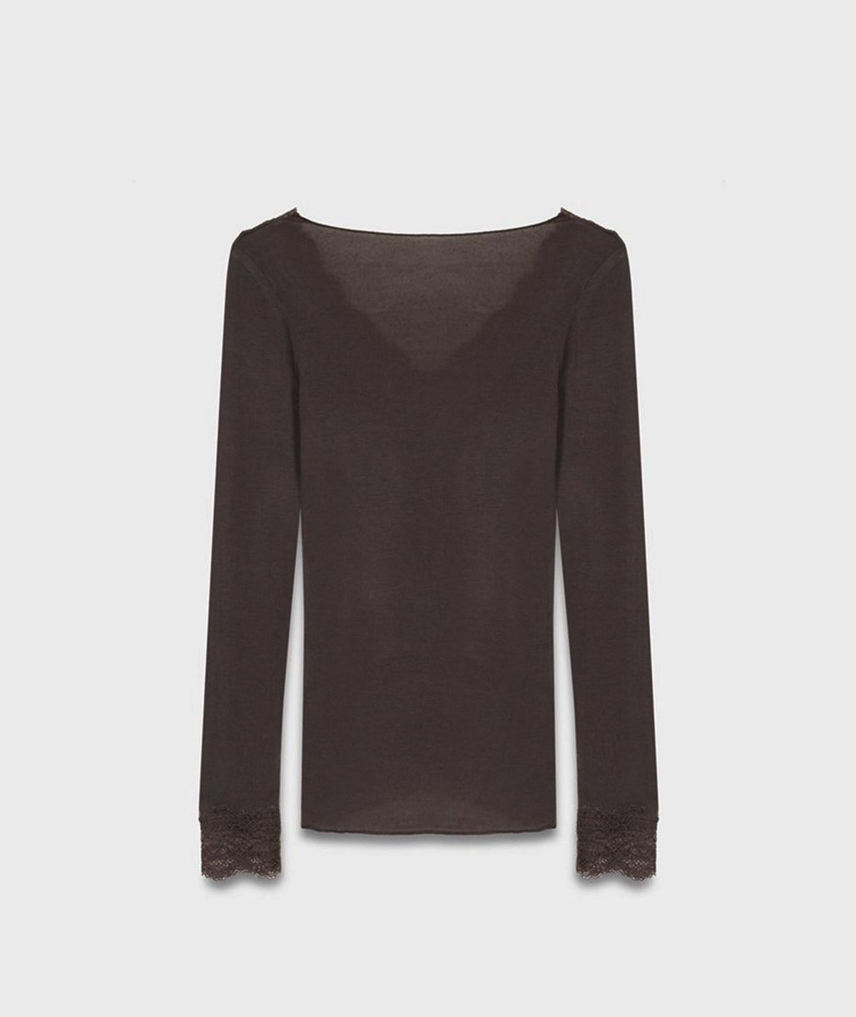Dantelli Kaşmir Bluz – Kahve