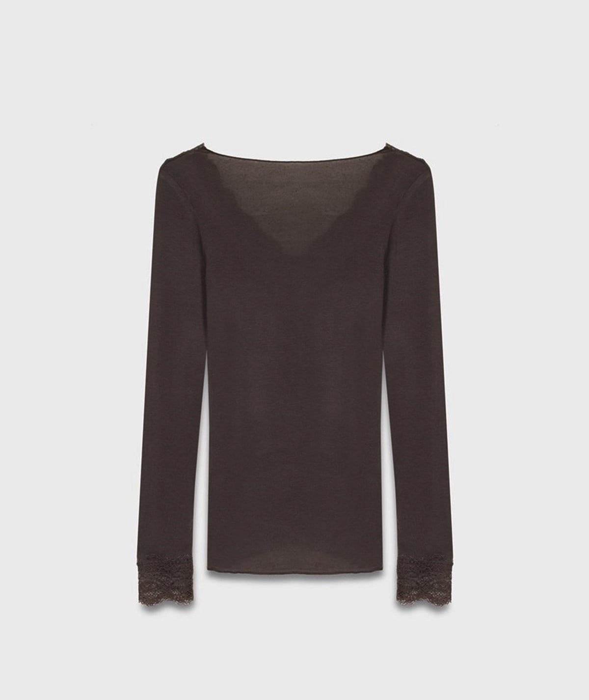 Dantelli Kaşmir Bluz – Kahve