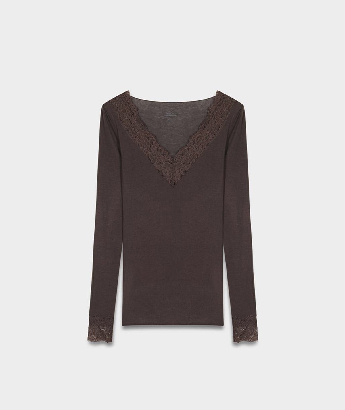 Dantelli Kaşmir Bluz – Kahve