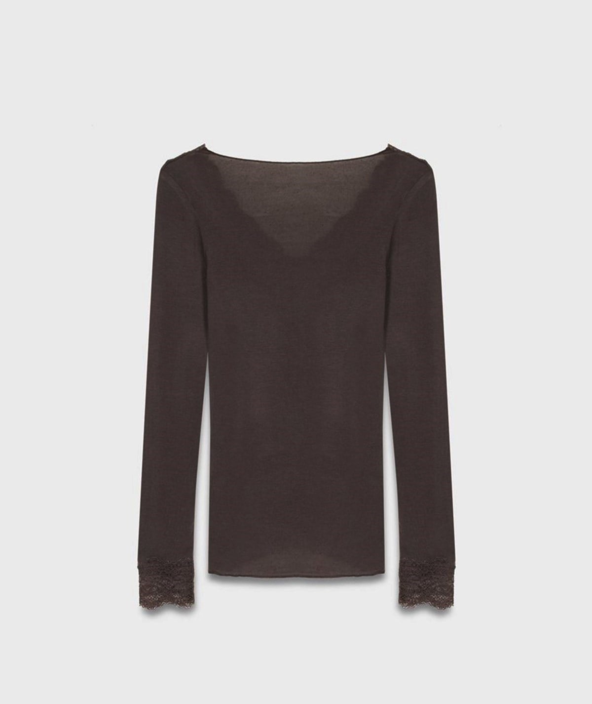 Dantelli Kaşmir Bluz – Kahve