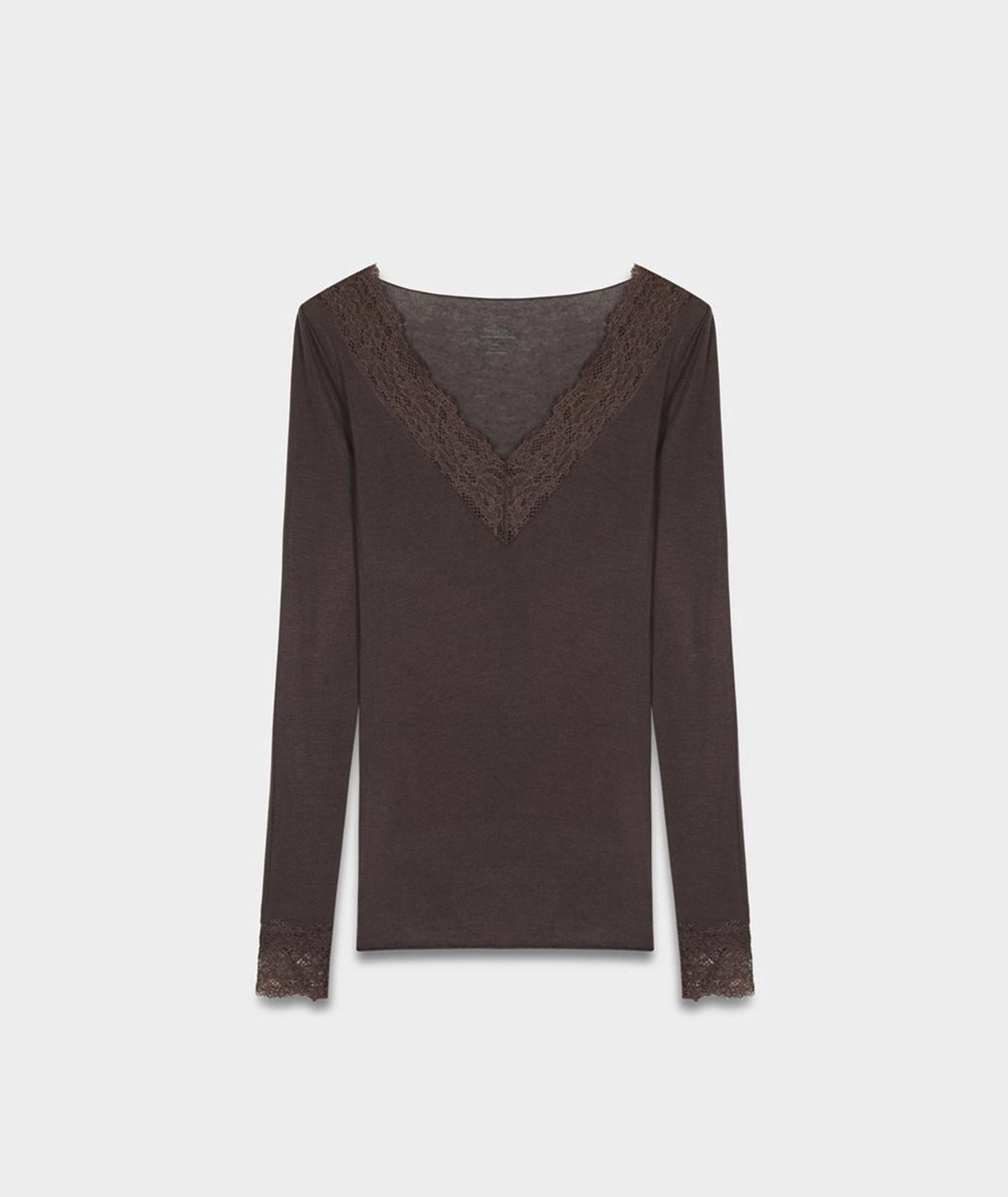 Dantelli Kaşmir Bluz – Kahve