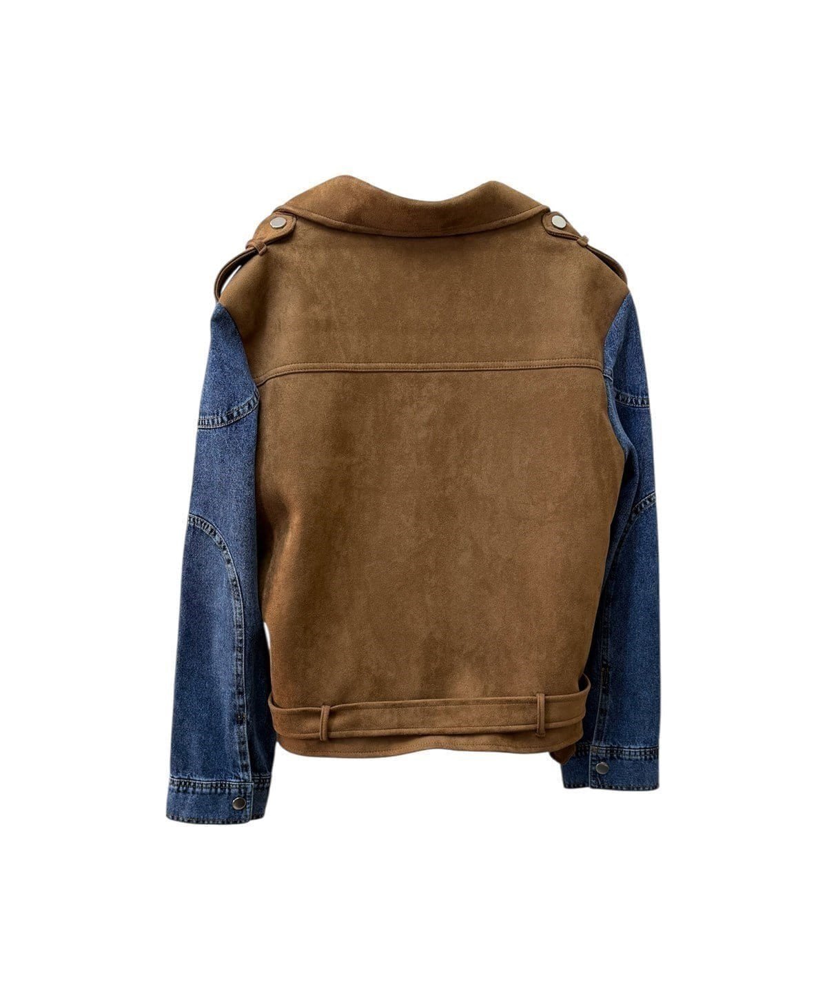 Denim Detaylı Süet Ceket
