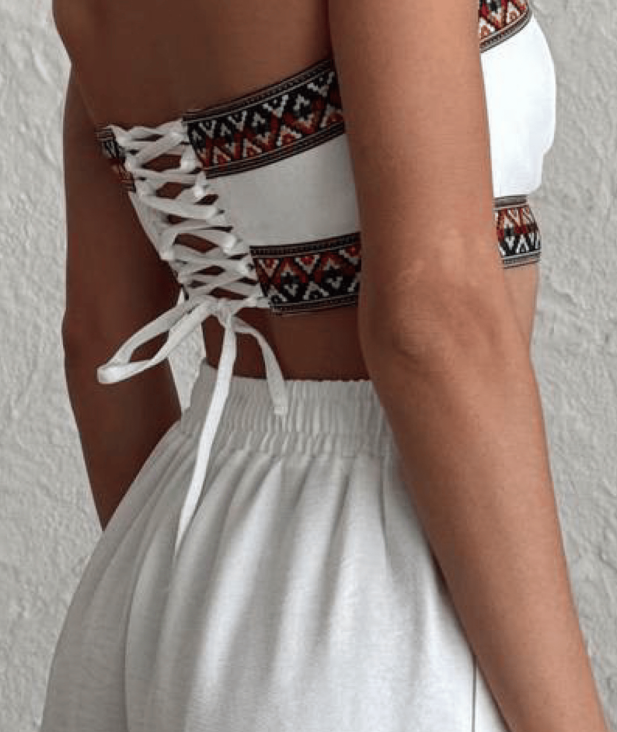 Etnik Şerit Detaylı Büstiyer & Pantolon Takım